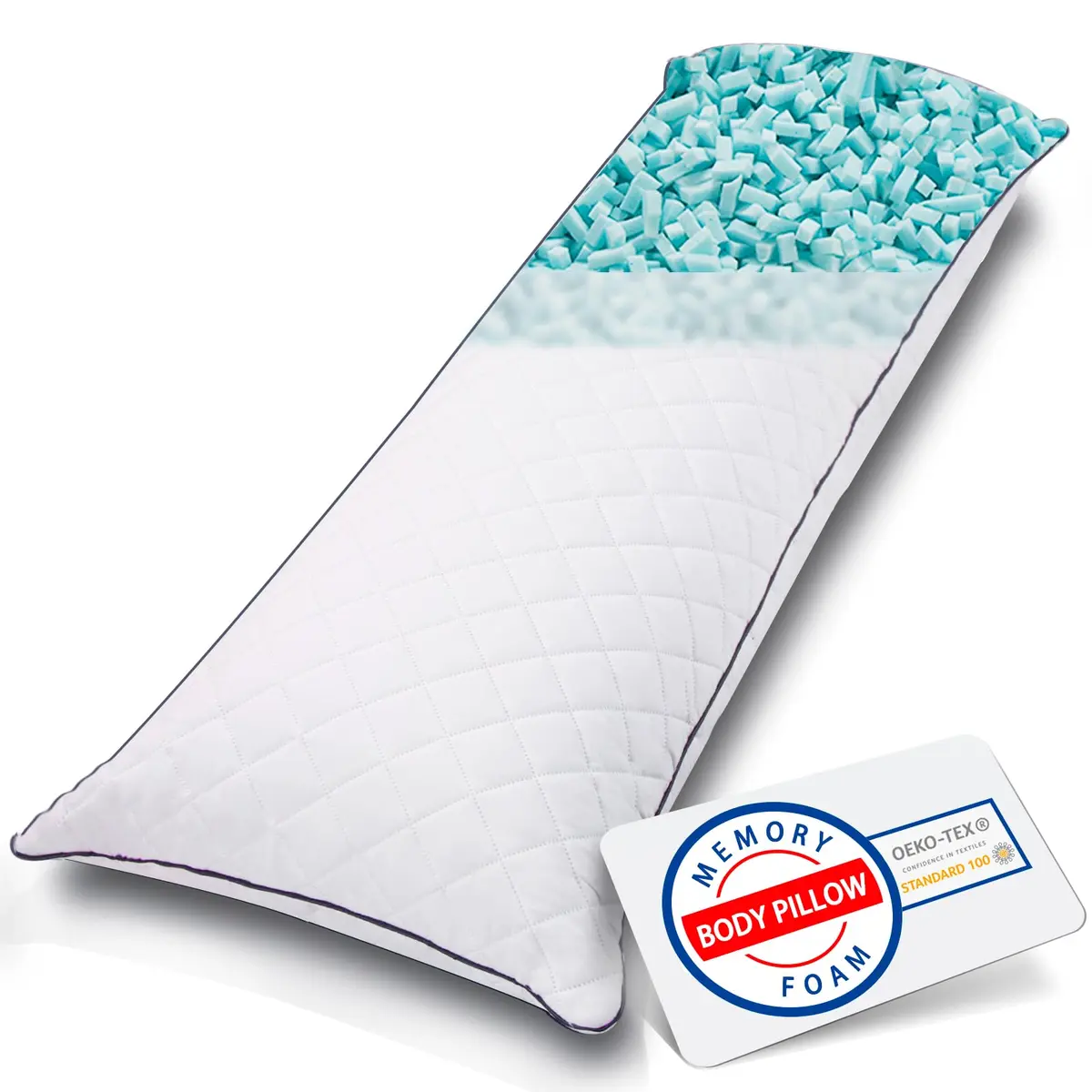 1 Middle ONE Travesseiro corporal de espuma viscoelástica refrescante para adultos dormindo, travesseiro longo para cama, travesseiro grande e firme de corpo inteiro para dormir de lado, 51 x 137 cm