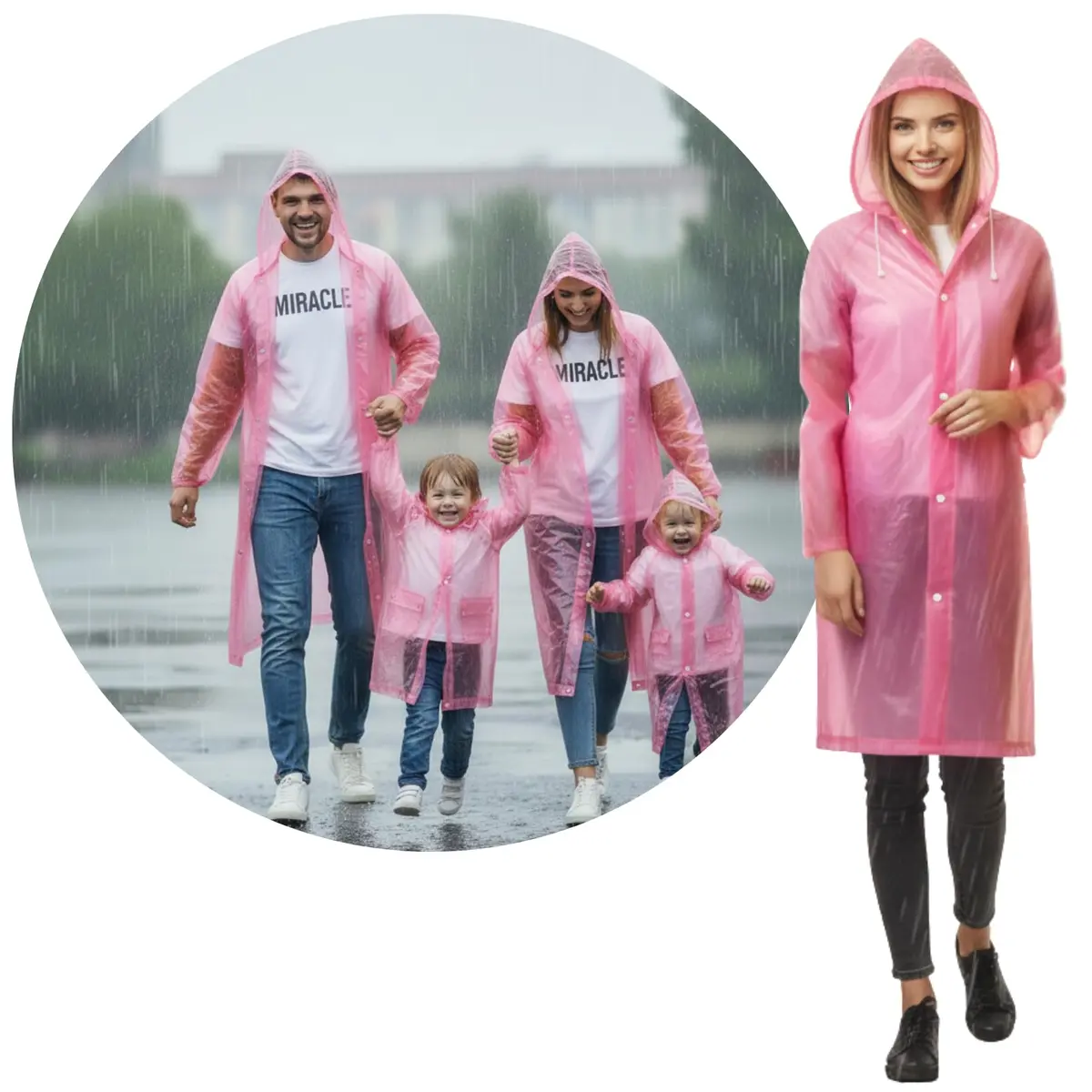 STYD Capa de Chuva Premium em EVA para Adulto, Impermeável, Transparente, com Capuz Ajustável e Fechamento por Botões, Reutilizável, Proteção contra Vento e Chuva, Unissex