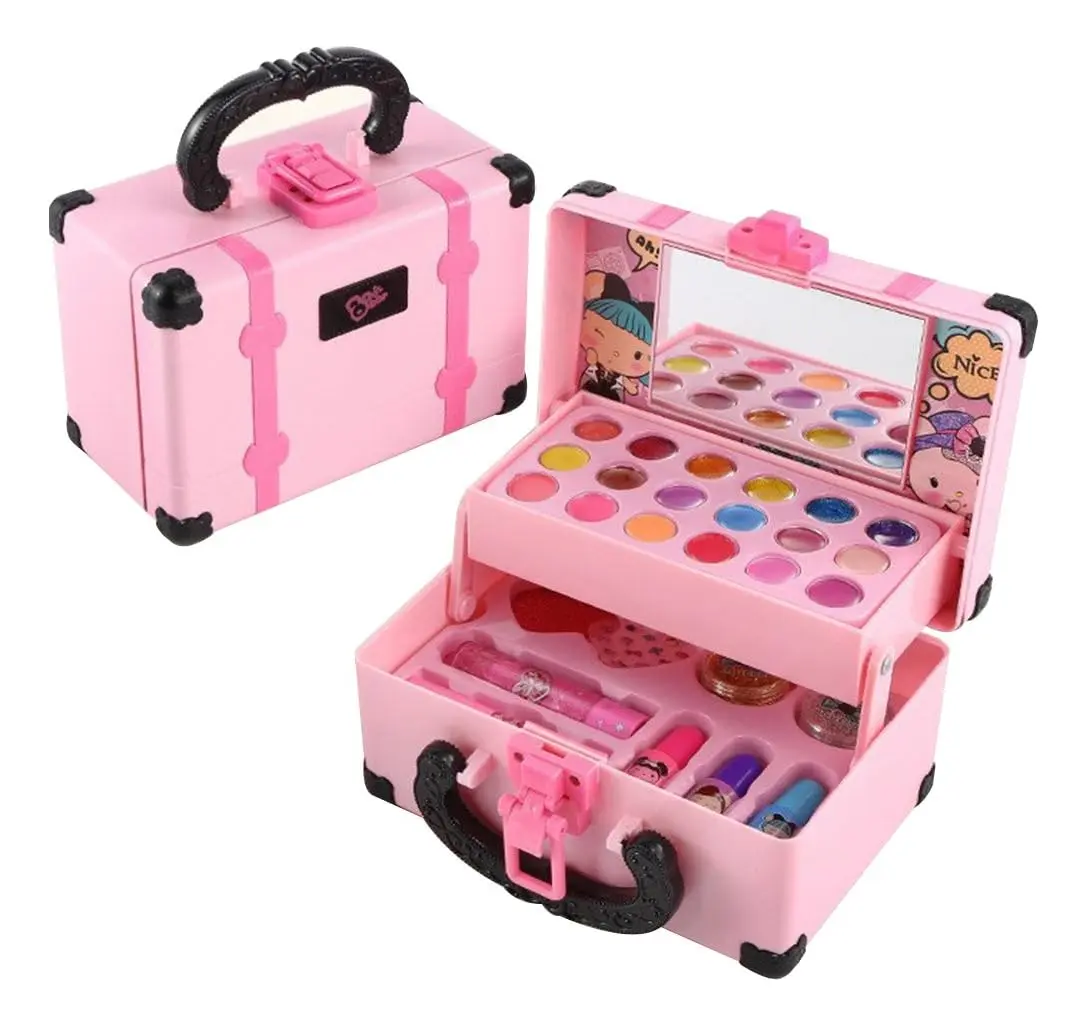 Conjunto de Maquiagem Infantil Lavável com Estojo | 32 Peças de Acessórios,Brinquedo Criativo para Meninas,Fácil de Limpar, Ideal para Festas e Fantasias