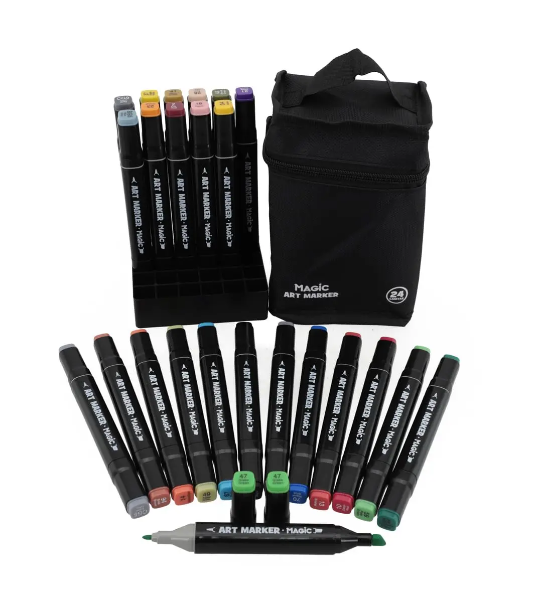 Caneta Marcador Para Colorir, Magic Kids, Art Marker, 24 Cores, Ponta Dupla, Com Bolsa