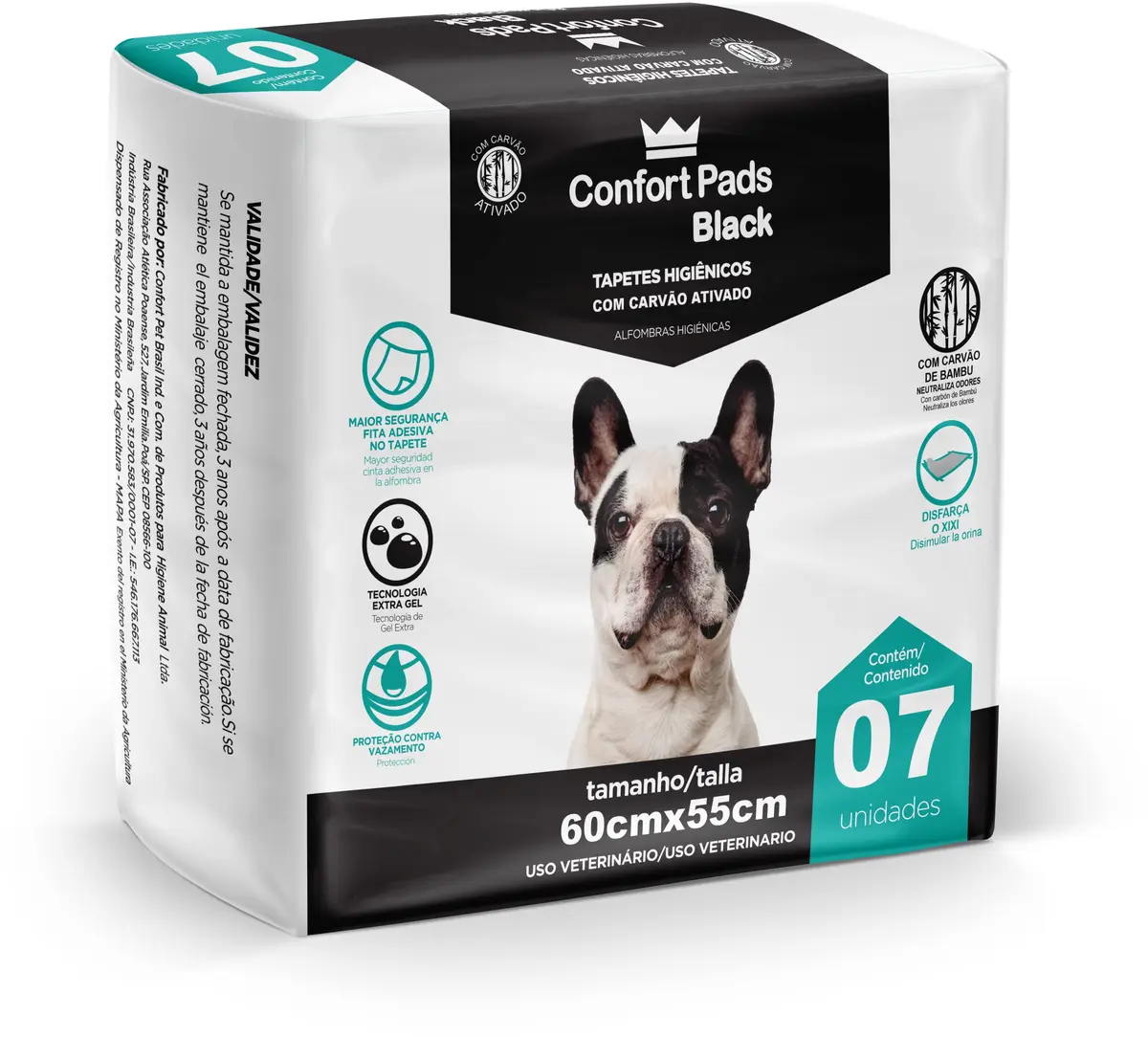 Tapete Higiênico Confort Pads Black 60x55 C/ 07 Unidades - 1