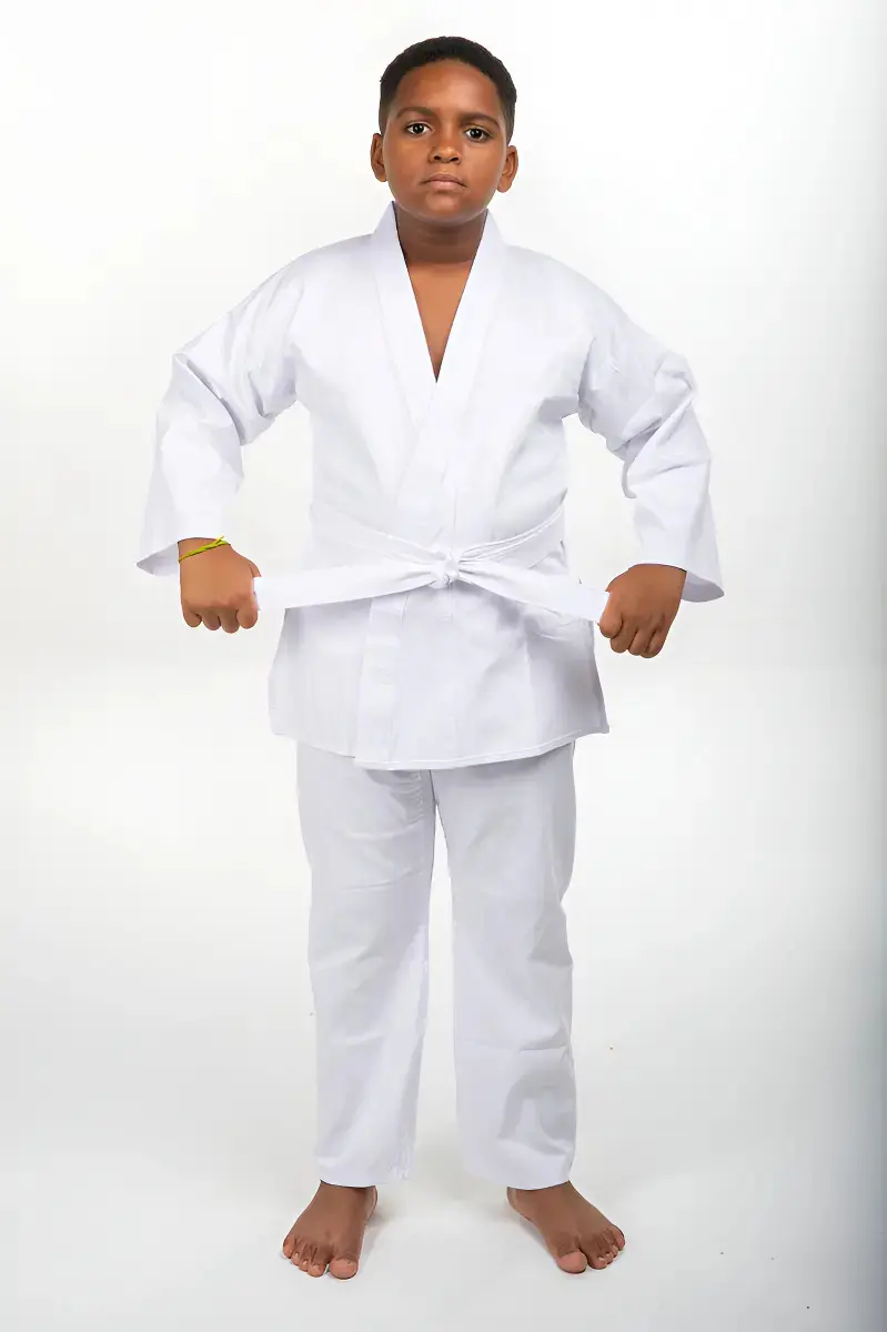 Kimono Infantil Kids + Faixa Judô Jiu Jitsu Haganah Cor Branco Tamanho M000