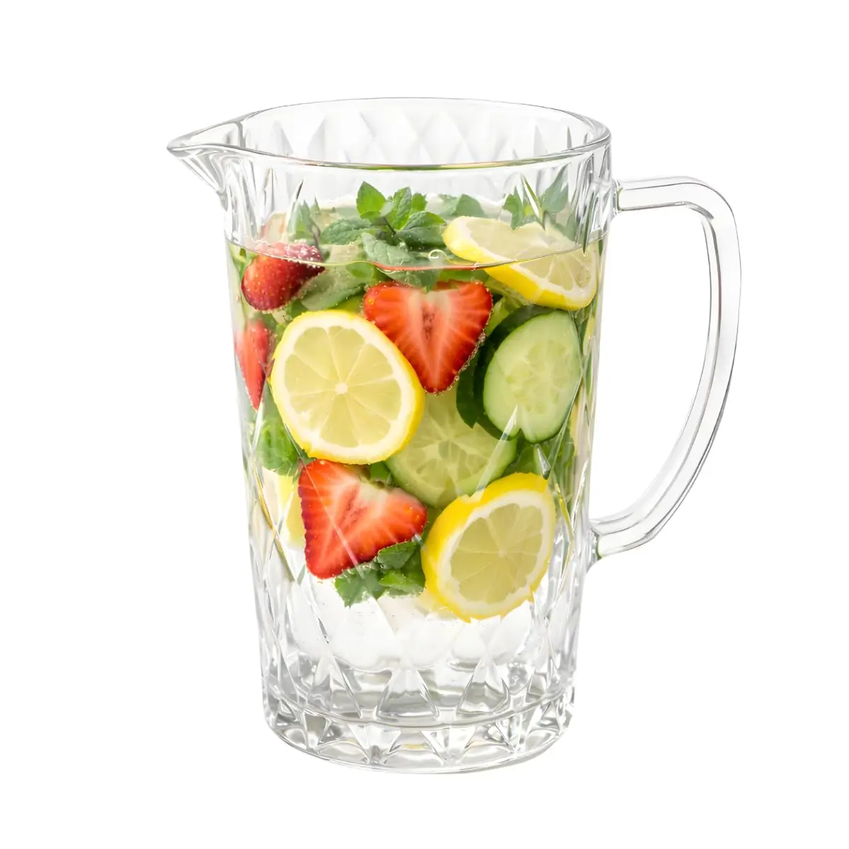 Jarra de Vidro Diamante 1,2L Transparente com Alça Água Suco Chá