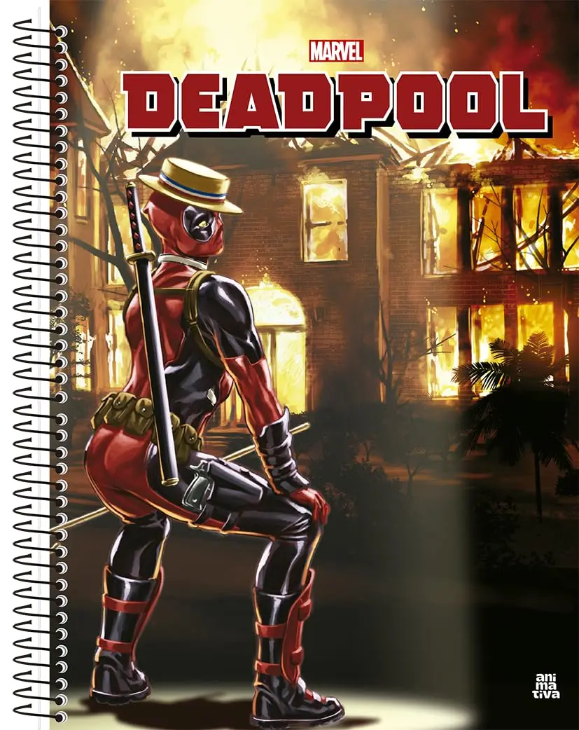 Caderno Universitário Animativa, Deadpool, 15 Matérias, 240 Folhas | Capa Dura