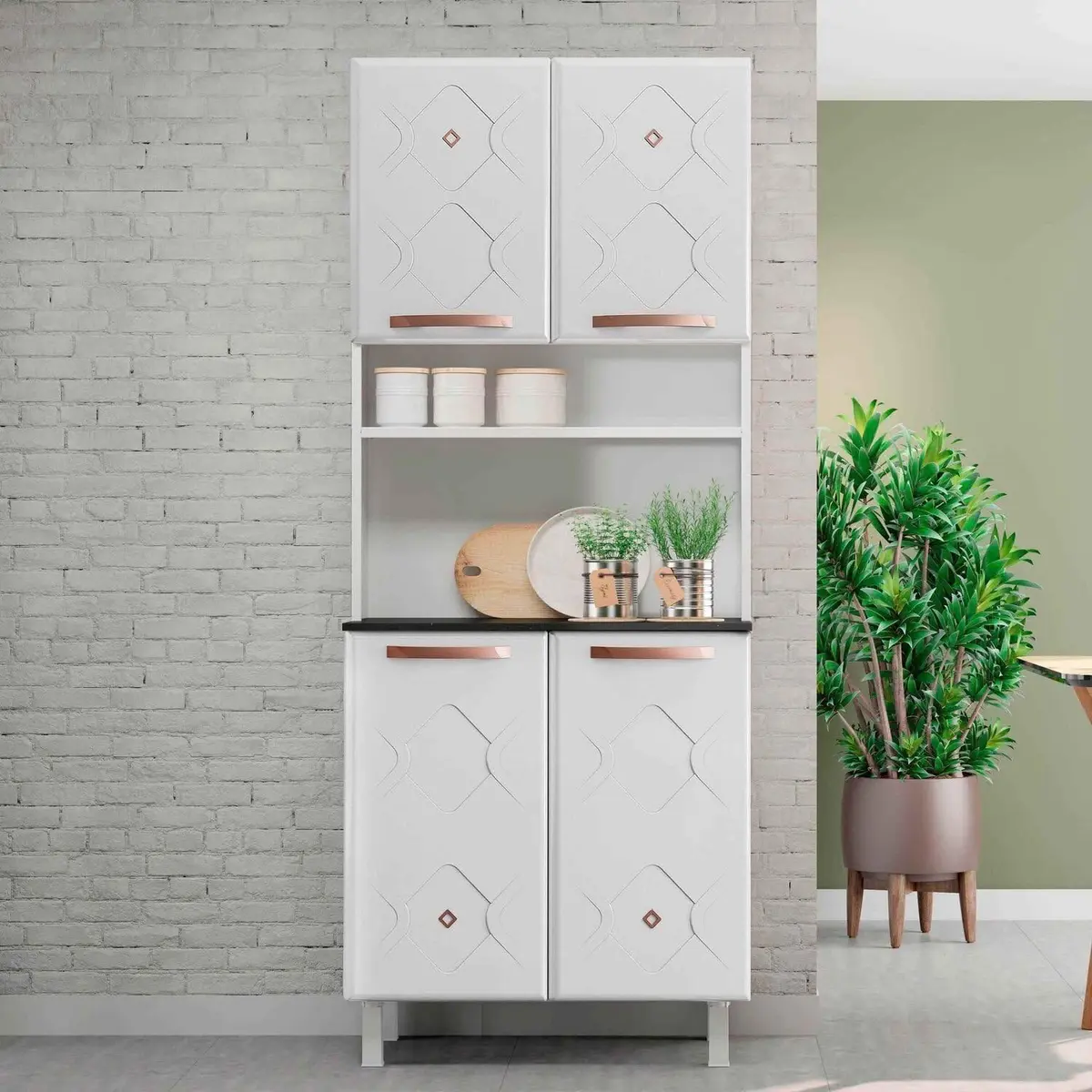 Armário Paneleiro Duplo de Aço 4 Portas Mirage Branco