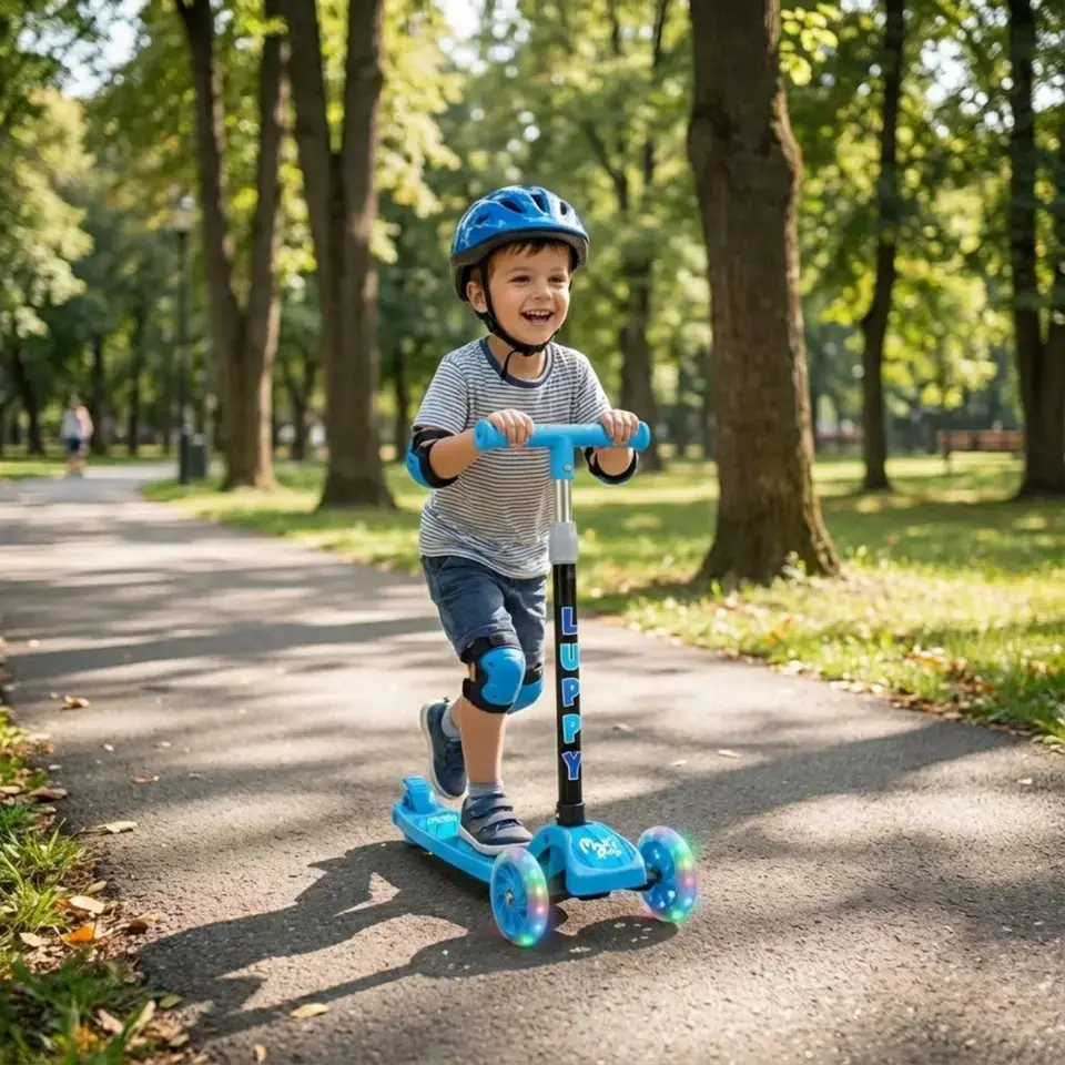 Patinete Infantil 3 Rodas Led Dobrável Luppy Azul Maxi Toys thumbnail 2