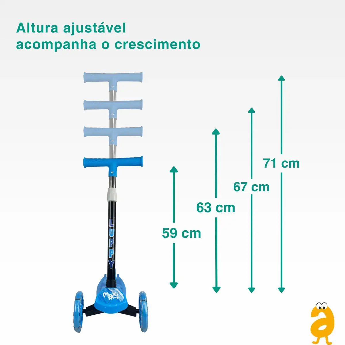 Patinete Infantil 3 Rodas Led Dobrável Luppy Azul Maxi Toys thumbnail 5