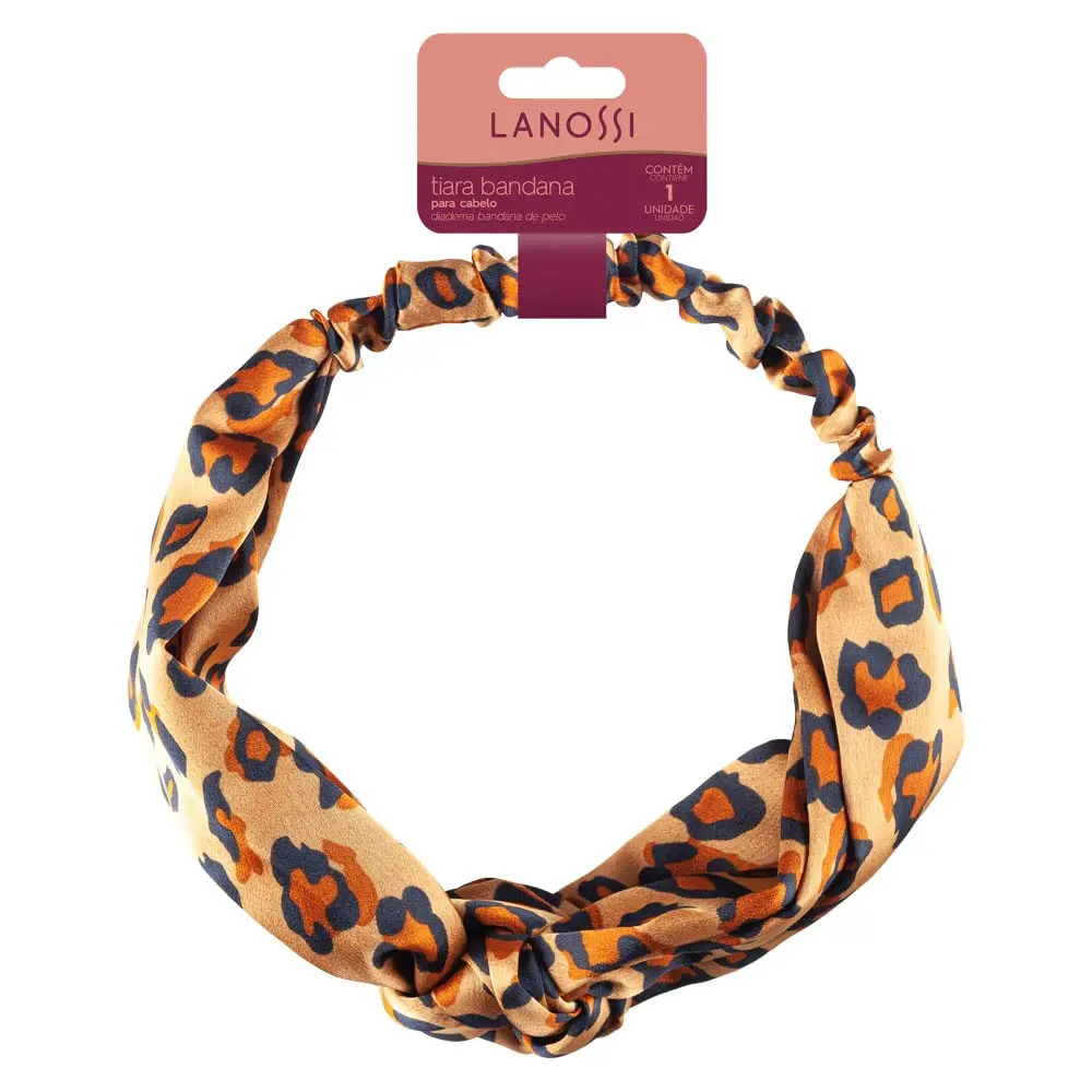 Lanossi Beauty & Care Tiara Bandana, Design Animal Print, Amarelo