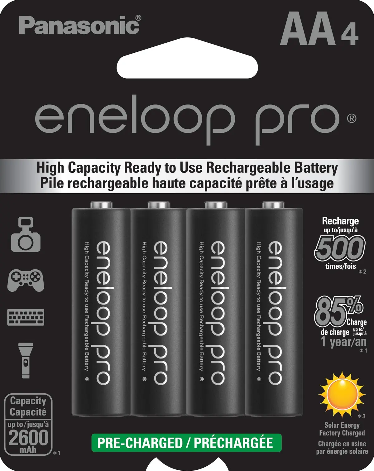 4 Pilhas AA Recarregáveis da Eneloop Pro 2550 mAh