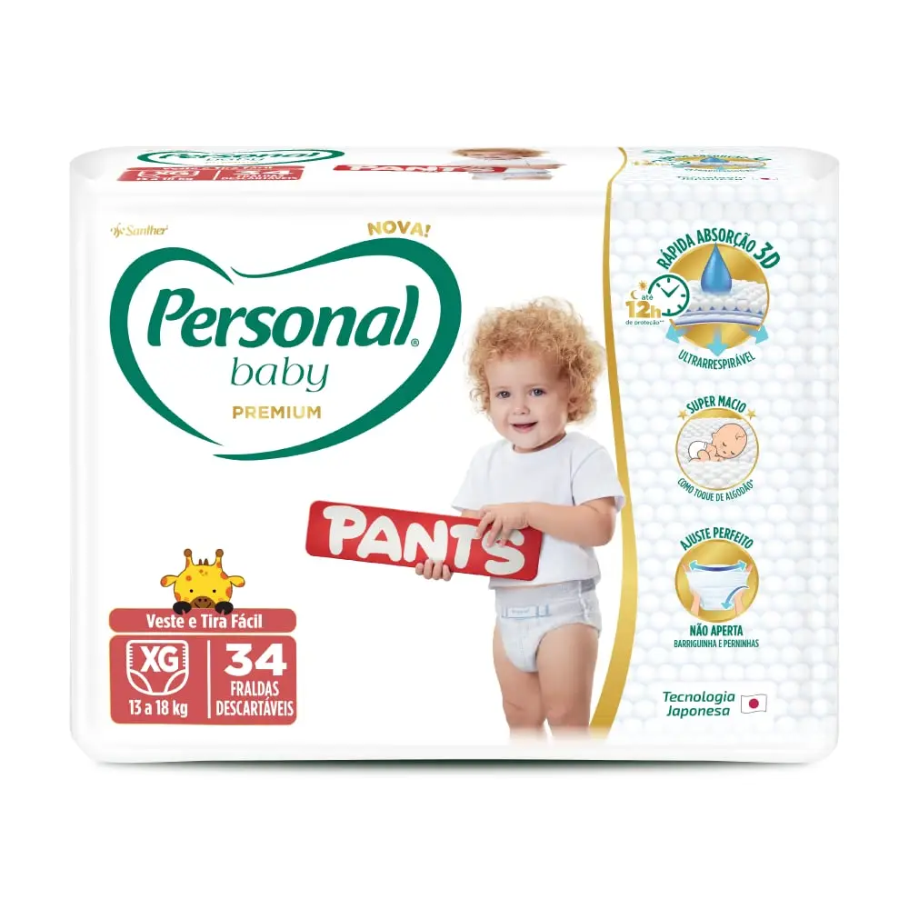Personal Fralda Baby Premium Pants XG, 34 Unidades
