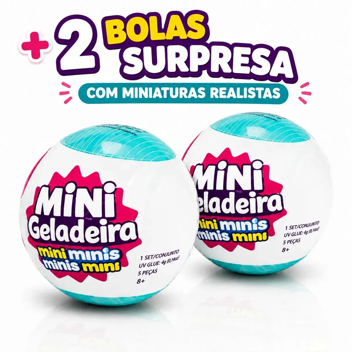 Mini Geladeira de Brinquedo Epsilon Rosa com Luz LED e 2 Cápsulas Surpresa thumbnail 3