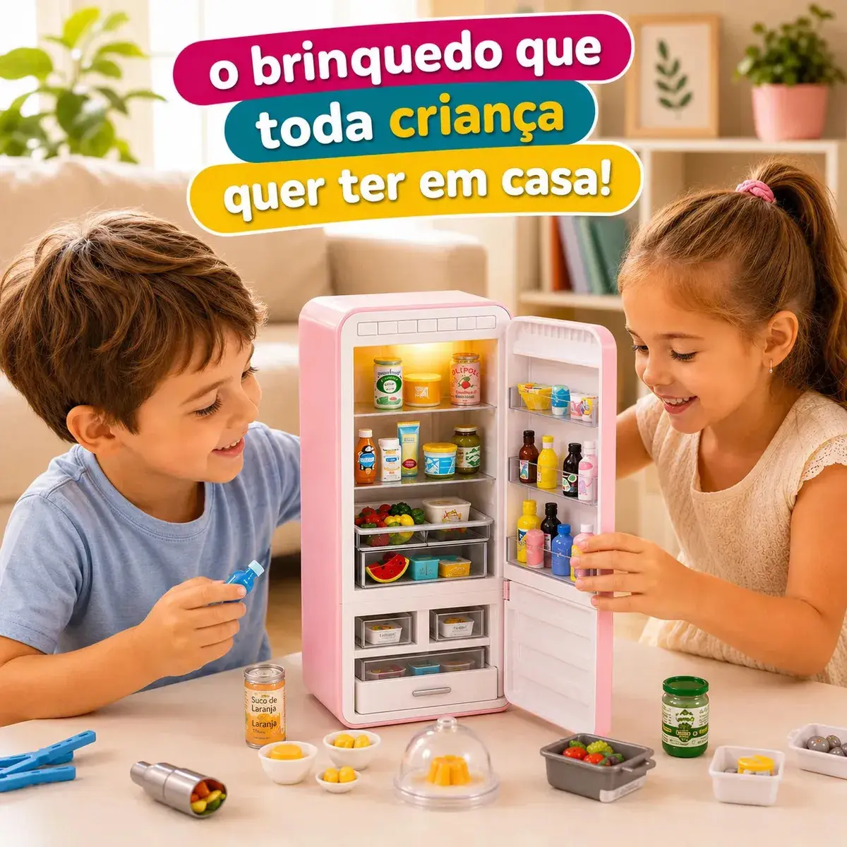 Mini Geladeira de Brinquedo Epsilon Rosa com Luz LED e 2 Cápsulas Surpresa thumbnail 6