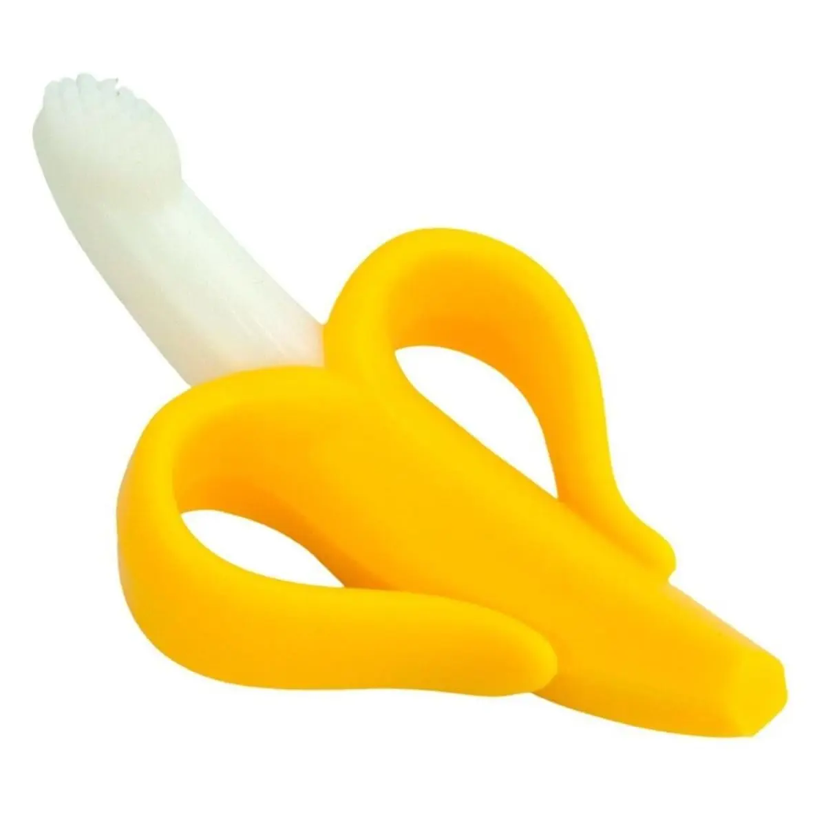 Mordedor Bebê Banana Silicone com Escova Dental Infantil Massageadora – Mordedor para Dentição, Anti Dor Gengiva, Livre BPA, Brinquedo Educativo, Fácil Pegada, Segurança Alimentar