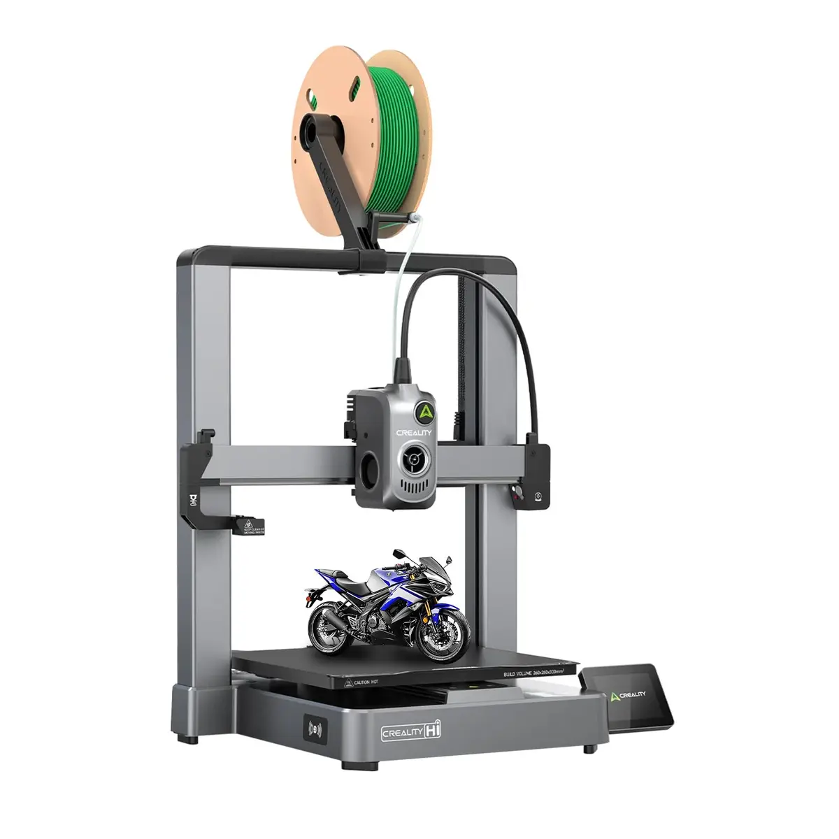 Impressora 3D Creality Hi FDM, 500 mm/s, Nivelamento Automático | Impressora 3D Creality Hi FDM, até 500 mm/s, 260 × 260 × 300 mm, Nivelamento Automático, Extrusora Direct Drive