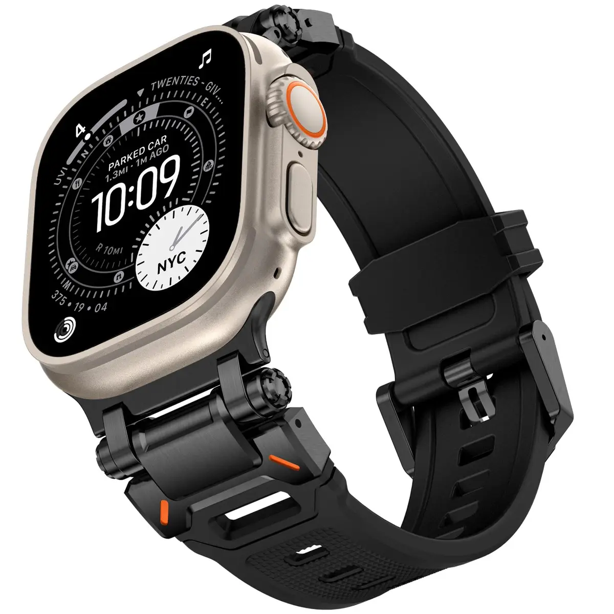 Kades Pulseira para Apple Watch Ultra 2/Ultra de 49 mm para Apple Watch séries 10/9/8/7/6/SE/5/4/3/2/1 de 46 mm/45 mm/44 mm/42 mm, conector de metal durável com pulseira esportiva de TPU resistente