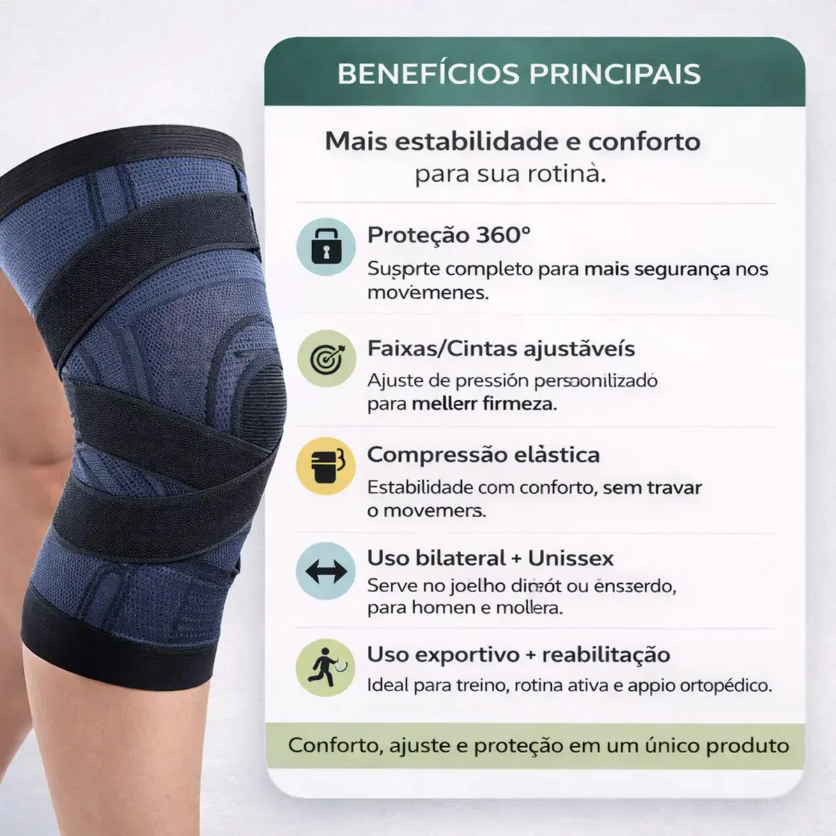 Joelheira de Proteção e Compressão Compressao Ortopédica Ortopedica Ajustavel Patelar Esportiva para Alivia Dores Tenso na Perna Ideal para Crossfit e Reabilitação PLUSSMAR thumbnail 4