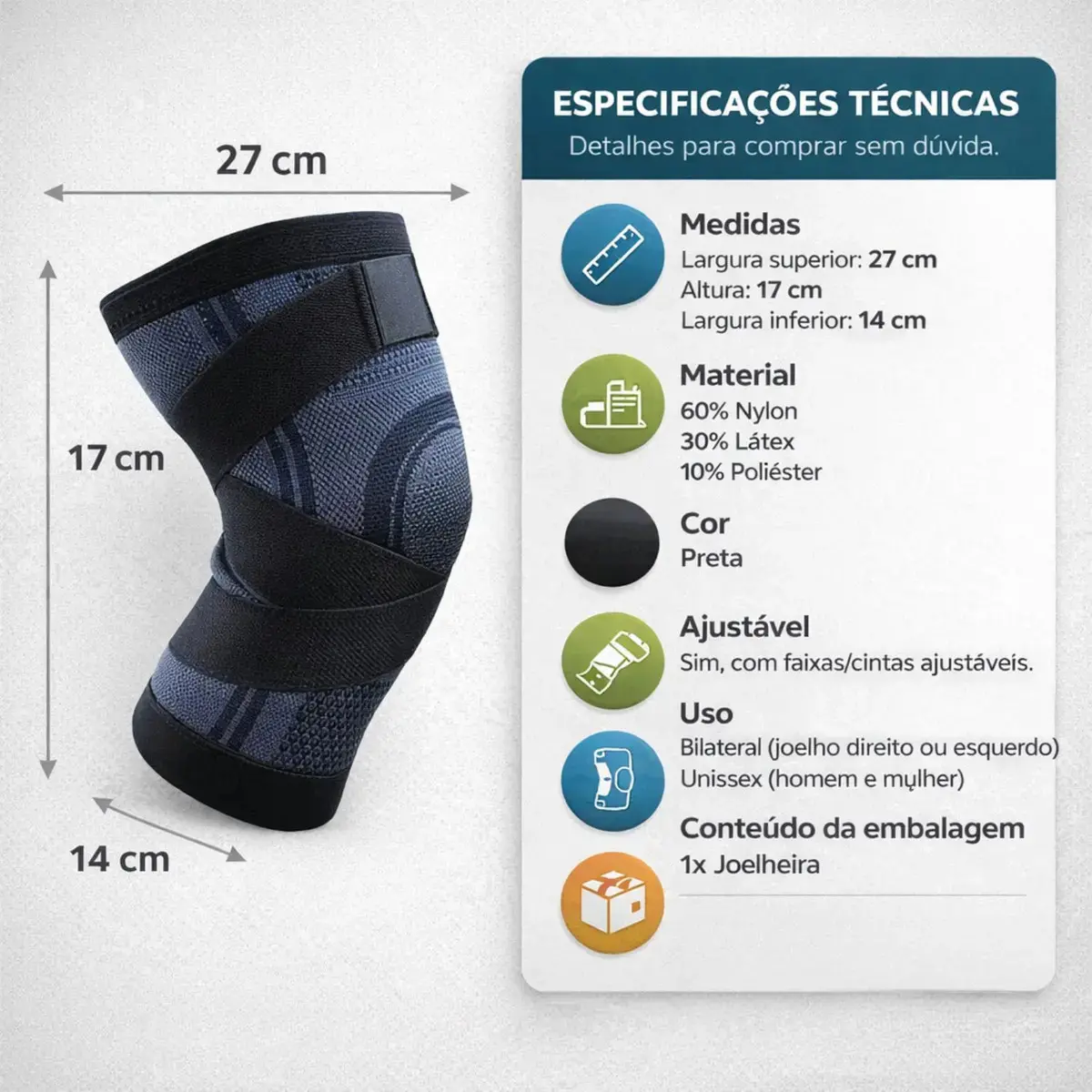 Joelheira de Proteção e Compressão Compressao Ortopédica Ortopedica Ajustavel Patelar Esportiva para Alivia Dores Tenso na Perna Ideal para Crossfit e Reabilitação PLUSSMAR thumbnail 5