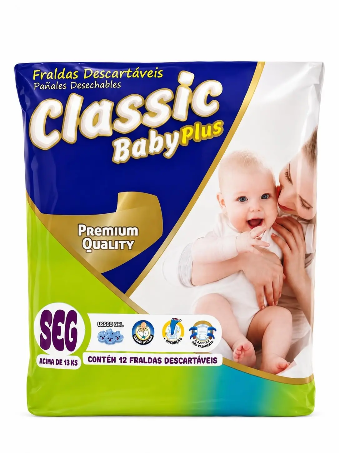 Fralda Classic Jumbo Jumbinho SEG (Super Extra Grande) Pacote com 12