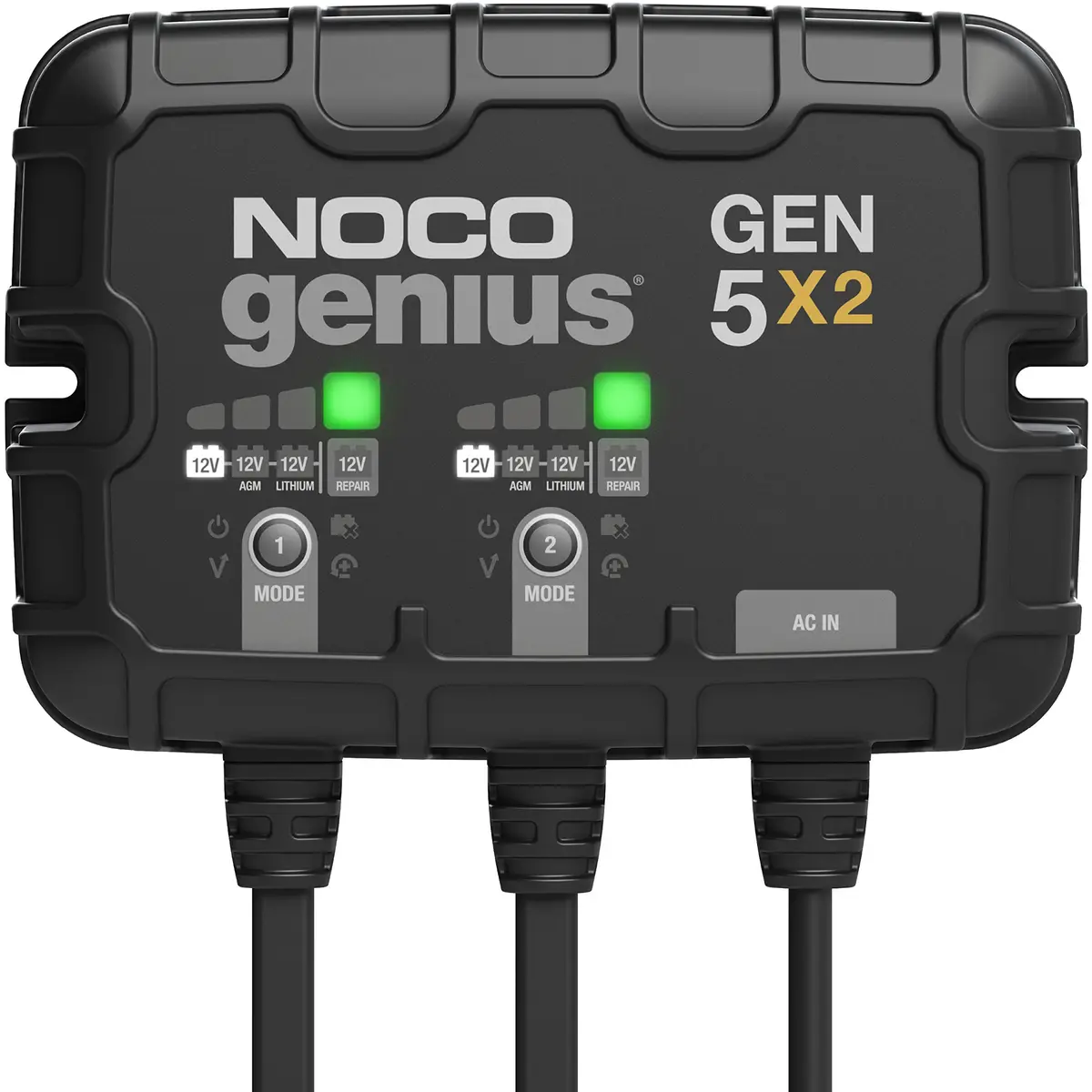 Carregador Inteligente de Bateria NOCO Genius GEN5X2, 2 Bancos, 10A, 12V | Totalmente Automático, Manutenção de Bateria, Dessulfador, Compensação de Temperatura