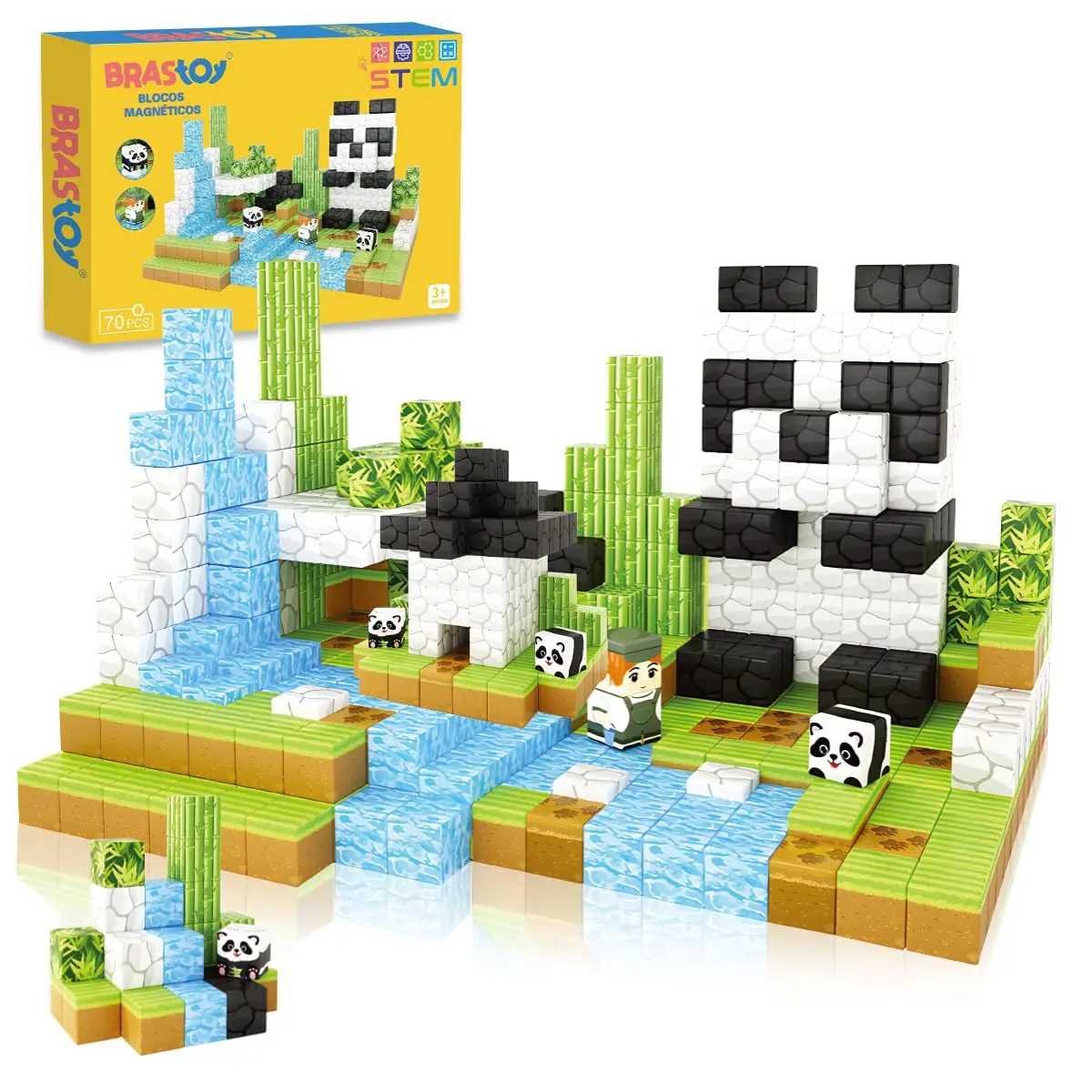 Blocos de Montar Magnéticos Construção Brinquedos Infantil (70 Peças Cubos Magnéticos)