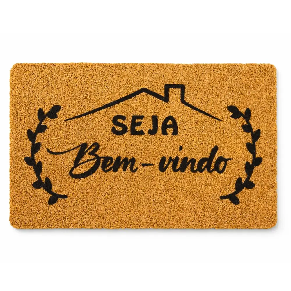 Capacho para Porta Antiderrapante Seja Bem-Vindo Tapete de Entrada Vinil 37x55cm - 1