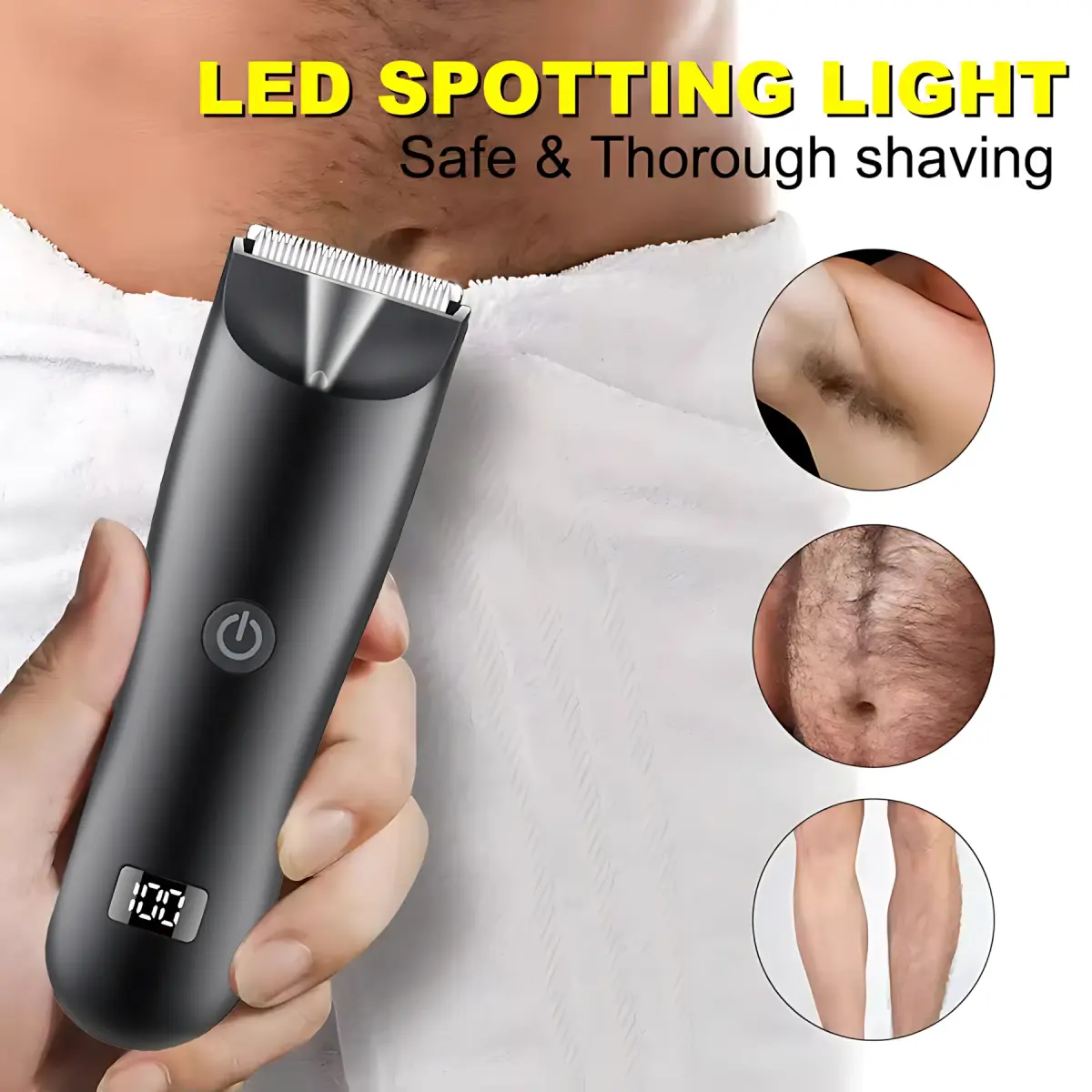 Aparador de Pelos Masculino 2026, Barbeador Elétrico, Aparador de Pelos Íntimos e Axilas, Kit de Higiene Masculina com Lâmina de Cerâmica