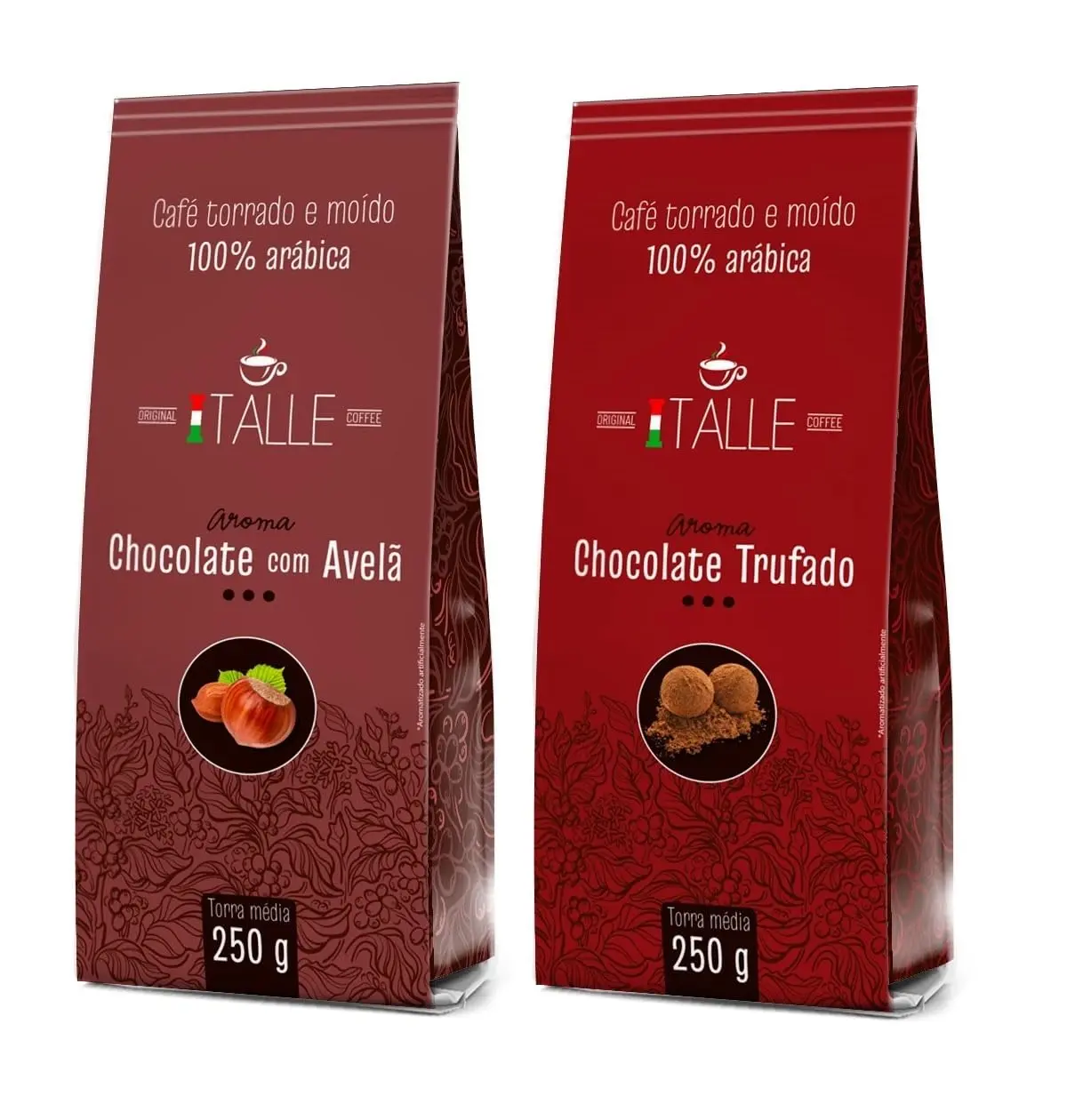 Café Torrado e Moido Café Italle Aromas Chocolate Com Avelã e Chocolate Trufado Kit 2