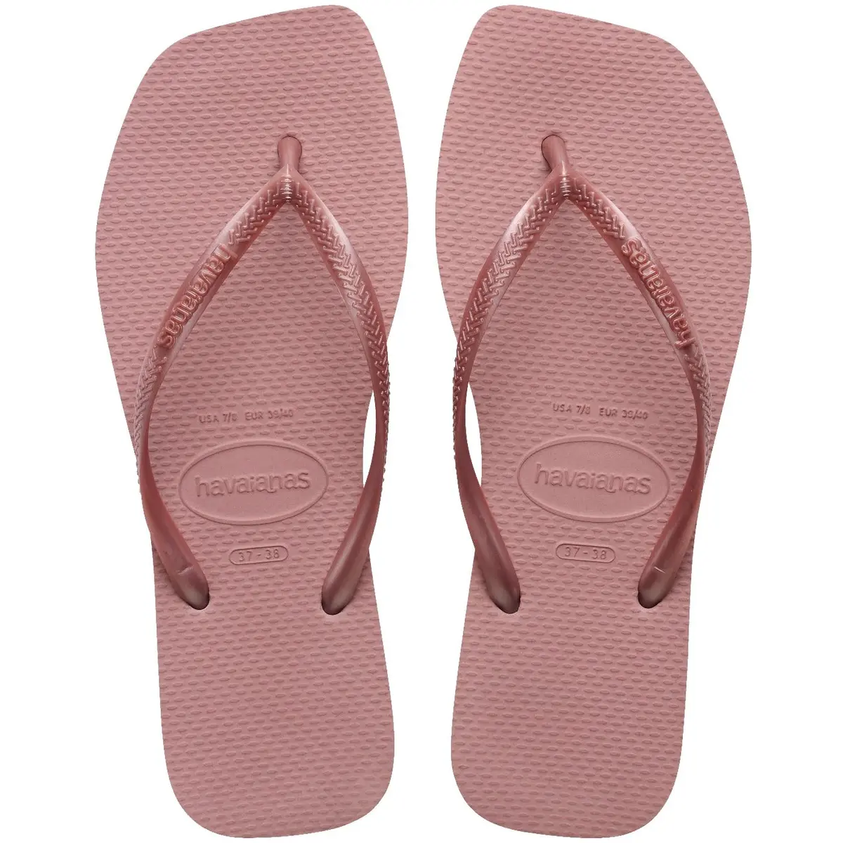 Havaianas Chinelo Feminino Slim Quadrado, Rosa, Sandália de Borracha, Estilo Casual para Praia