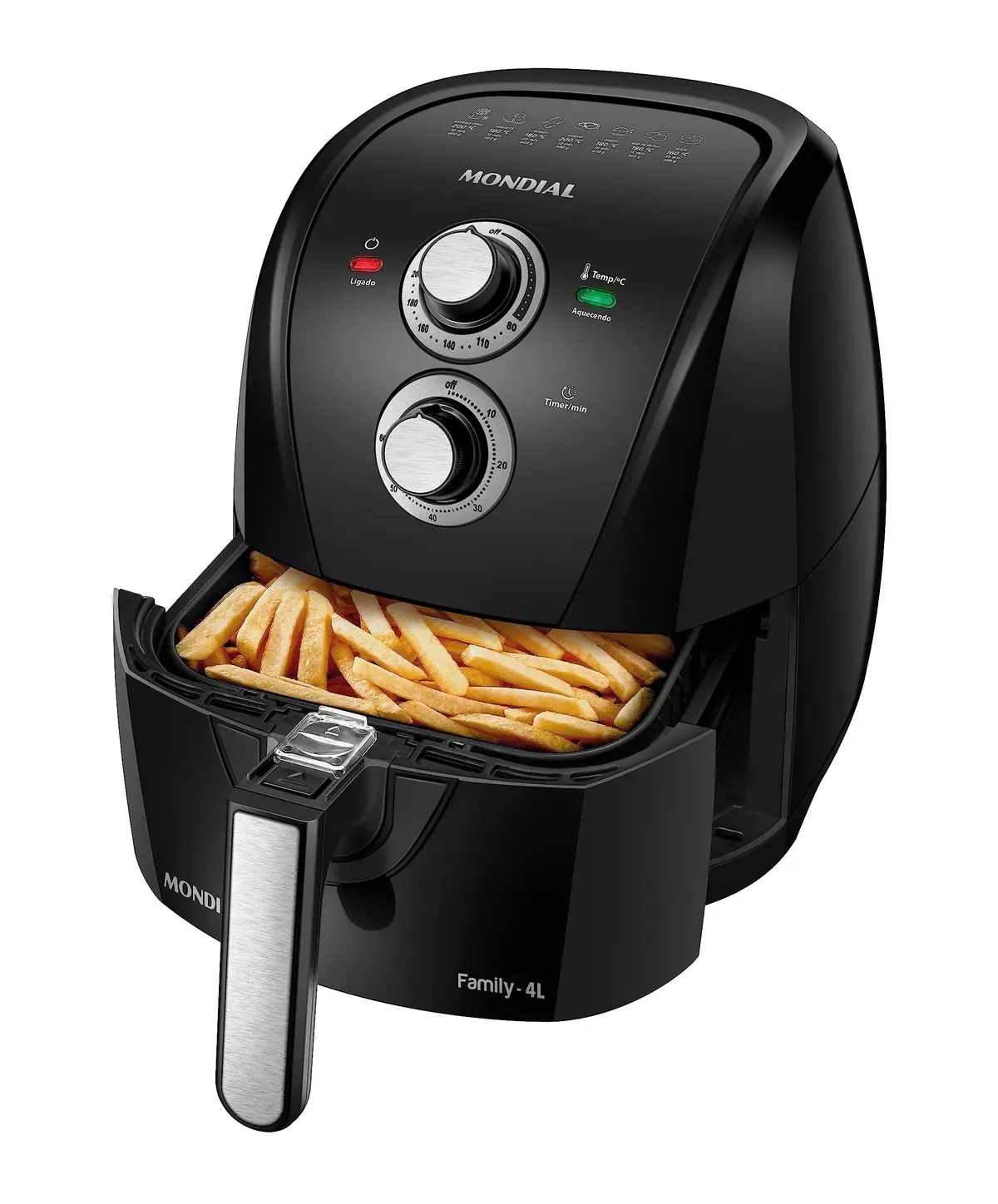 MONDIAL Fritadeira Sem Óleo Air Fryer 4L, Preto/Prata, 1500W, 110V - AFN-40-BFS