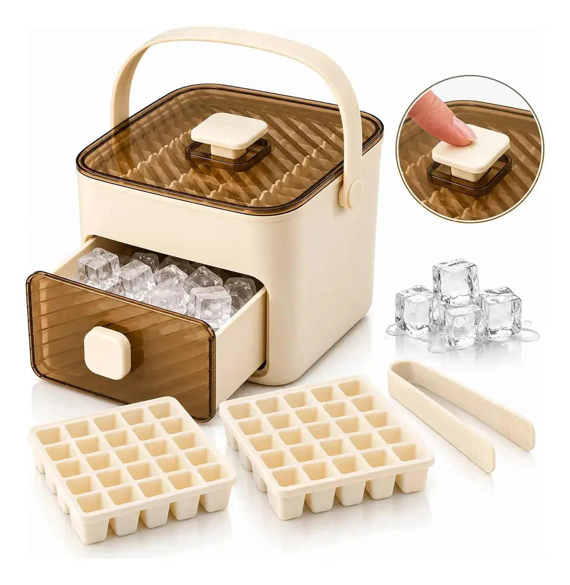 Forma de gelo Bandeja caixa EPS-6458 dupla gaveta 2 em 1 Cor Bege
