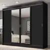 Guarda-Roupa Casal Madesa Austin 4 Portas de Correr com Espelhos e 3 Gavetas – Preto - 1