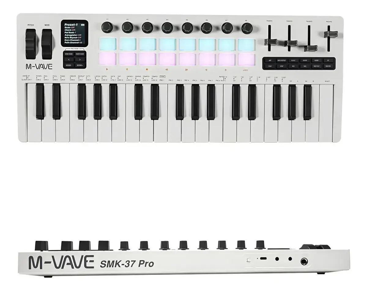 M-vave Teclado Controlador Smk-37 Pro Midi 37 Teclas Branco