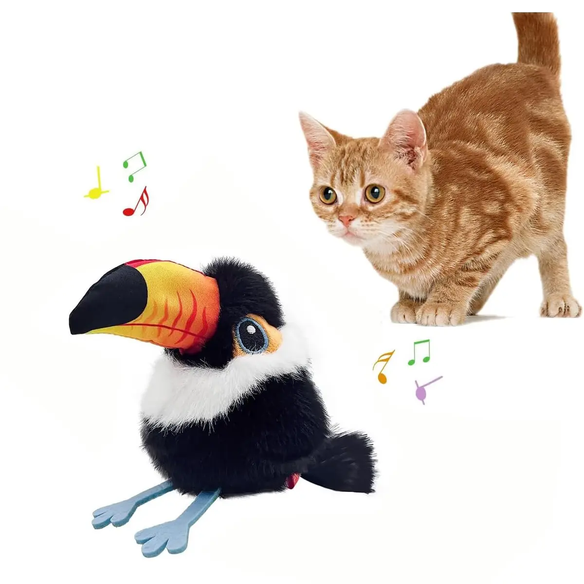 NEWPET Brinquedos Para Gatos: Pássaro Que Bate As Asas (Não Voa), Brinquedos Recarregáveis, Brinquedos Com Catnip Para Gatos (Pássaro-de-bico-grande) - 1