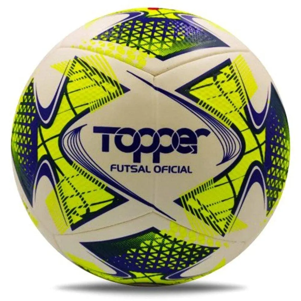 Bola de Futsal Slick 22 Branco, Amarelo e Azul - Topper