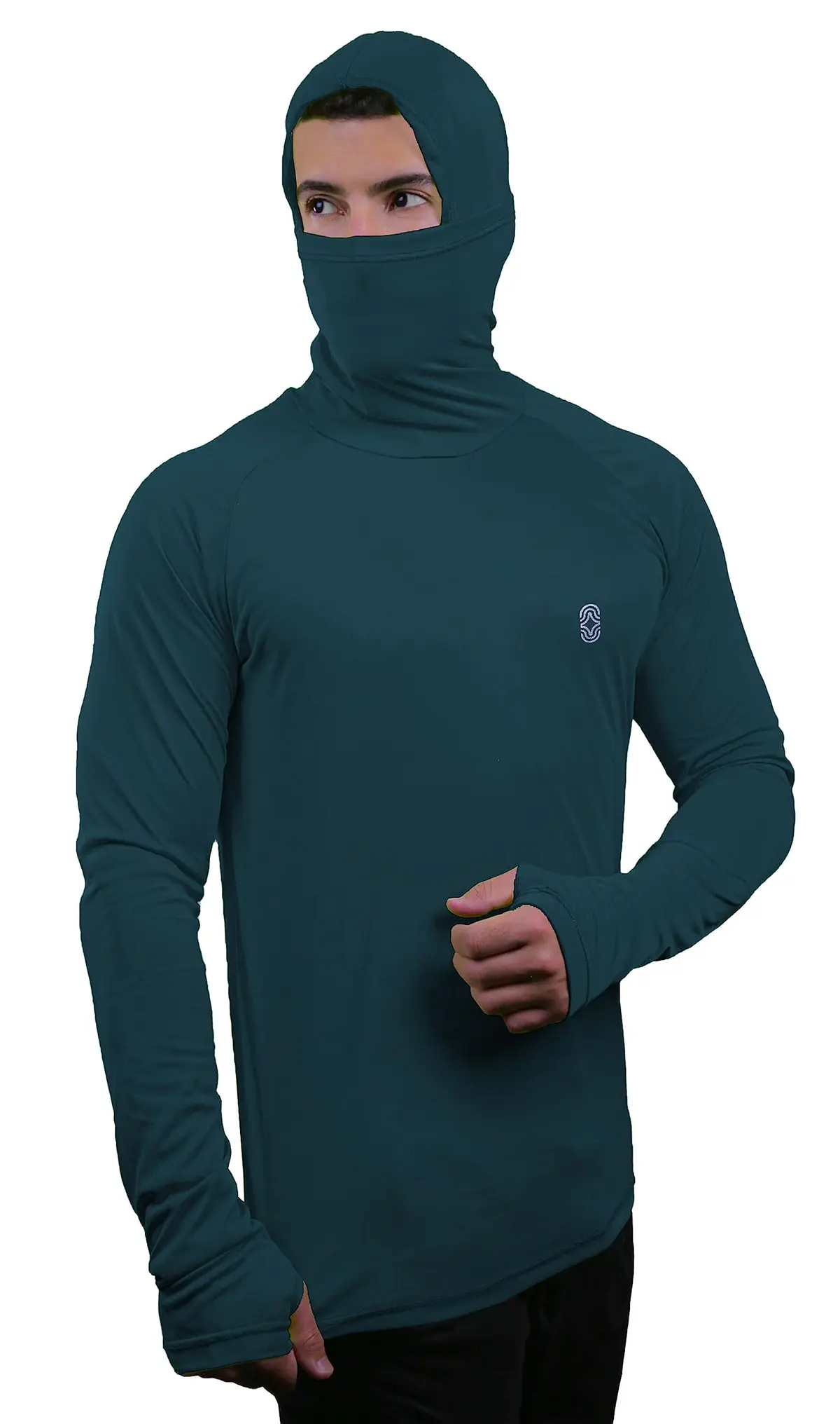 Camiseta Skube Com Máscara e Capuz Proteção UV 50+ Dry Fit Segunda Pele Térmica Tecido Termodry Manga Longa Dedeira