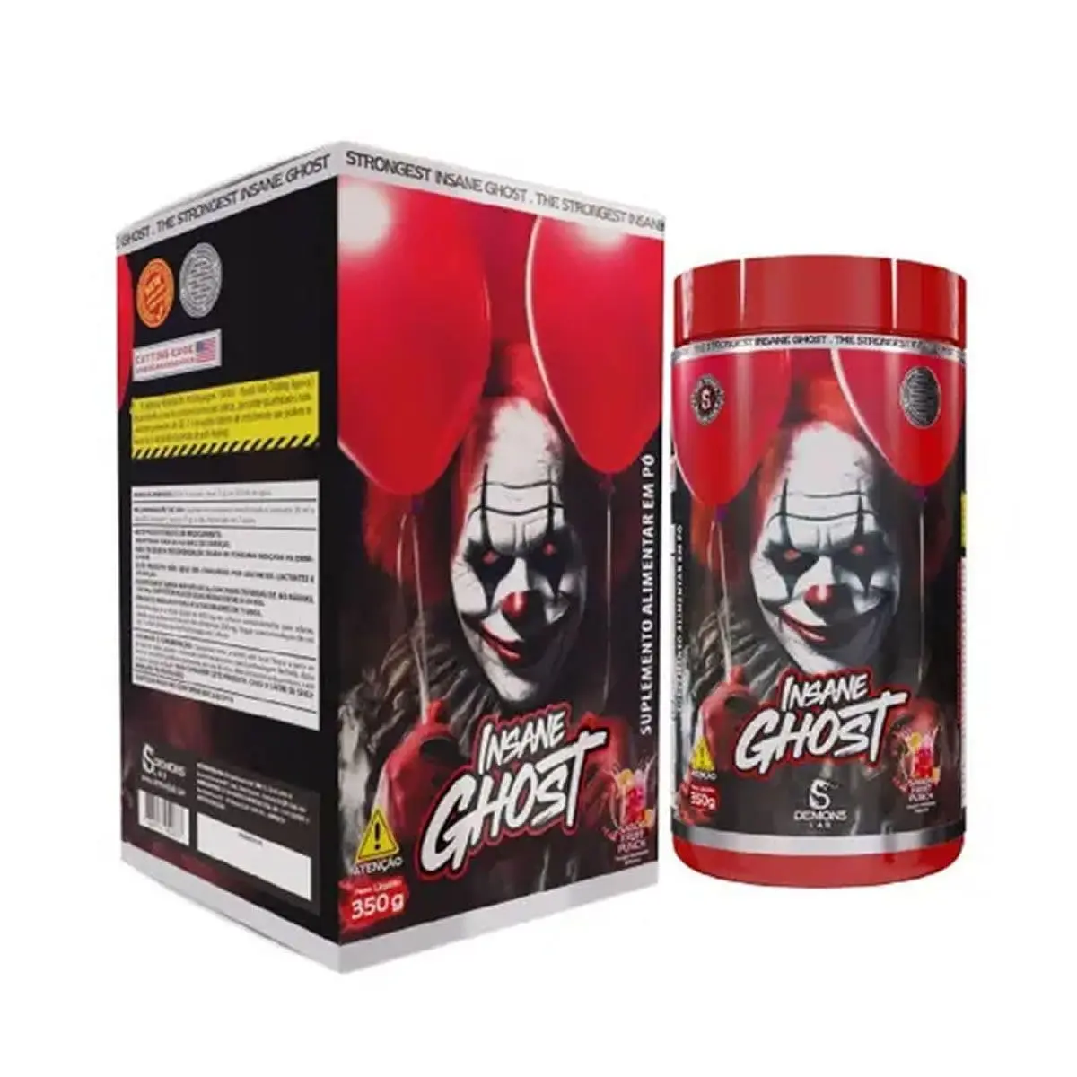 Pré-Treino Demons Lab Insane Ghost, Sabor Ponche de Frutas, 350g