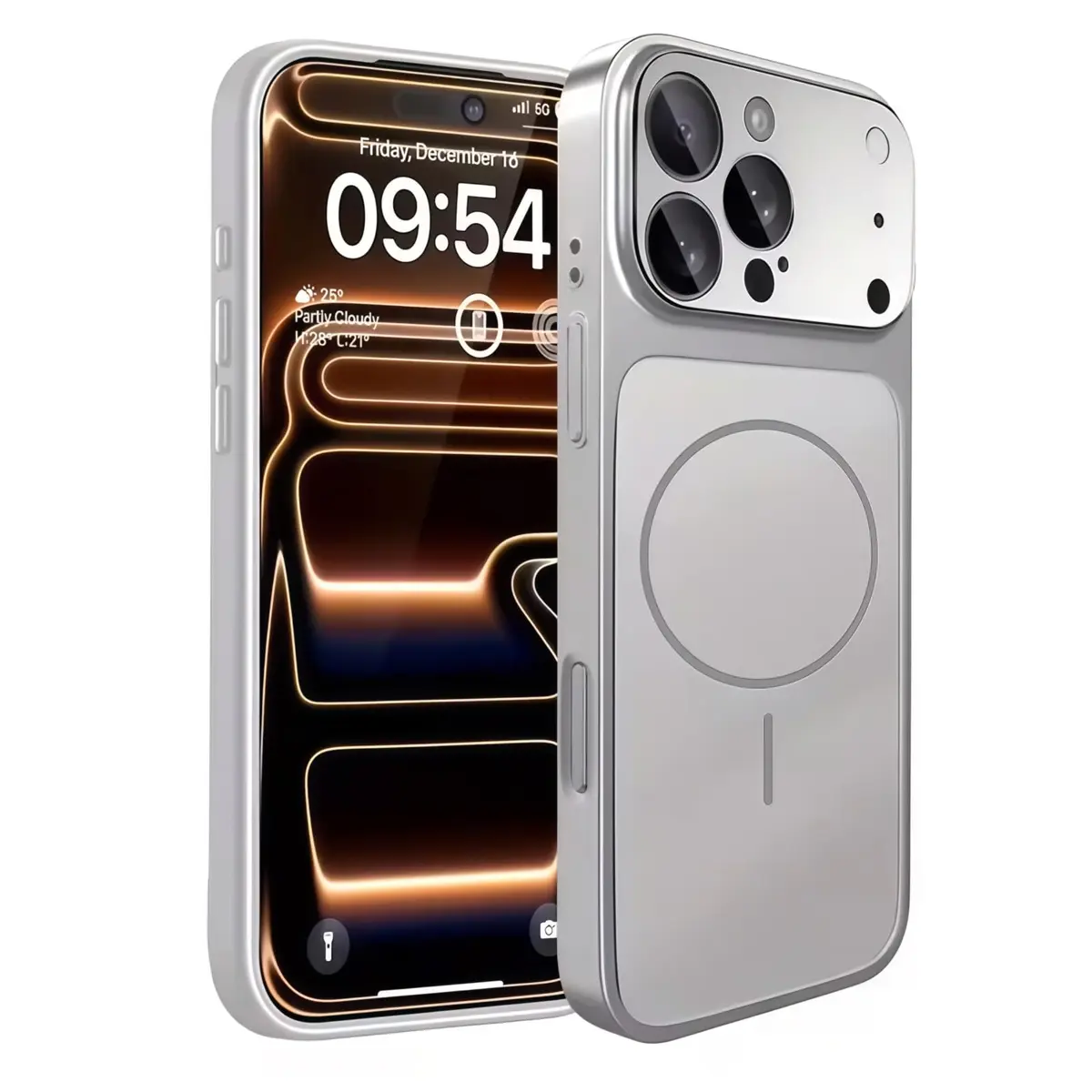 BEMMY Capa Case para iPhone 17Pro Max Compatível com iPhone Mag-Safe, Capa Magnética Fosca para Celular com Ampla Janela de Visualização e Protetor de Lente de Câmera em Vidro.