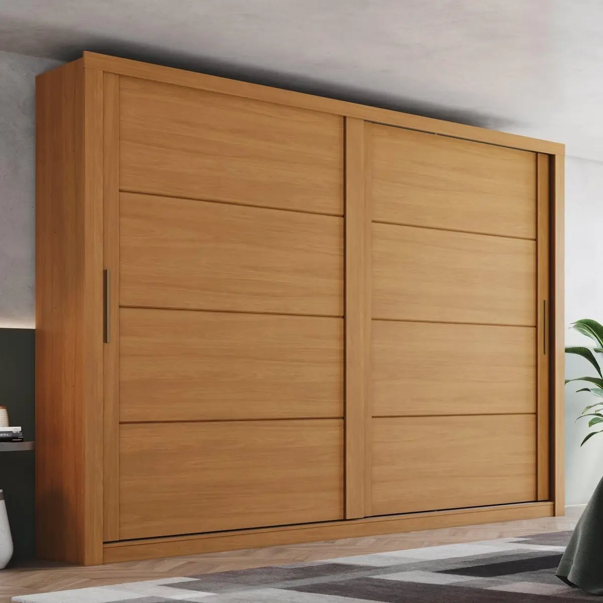 Guarda-roupa Casal 2 Portas Deslizantes 4 Gavetas Palace Cinamomo