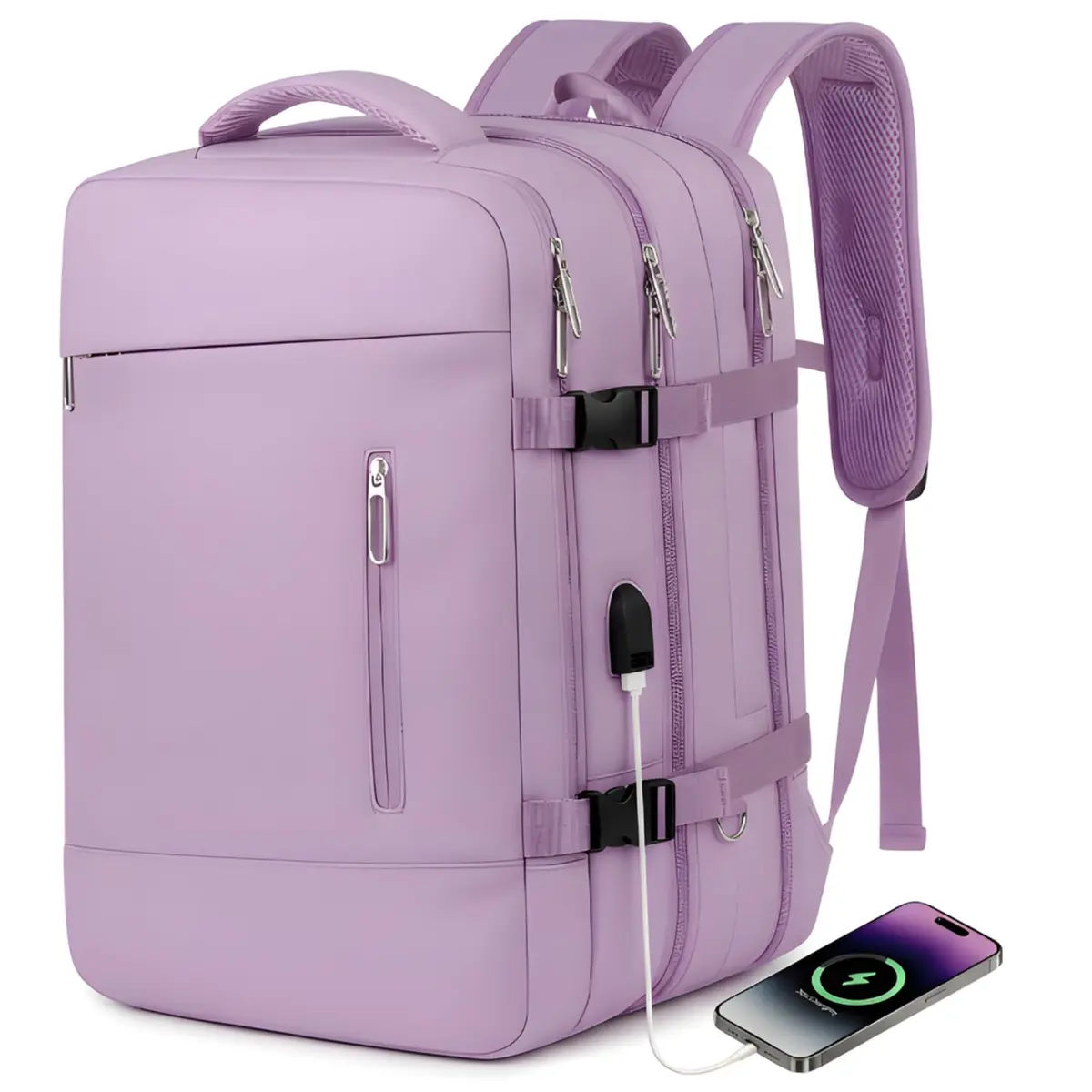 Mochila Viagem Avião Expansível 40L Impermeável Bagagem de Mão Premium | Viral Estilo Mala de Bordo Compartimento para Notebook 17", Executiva - Turquesa