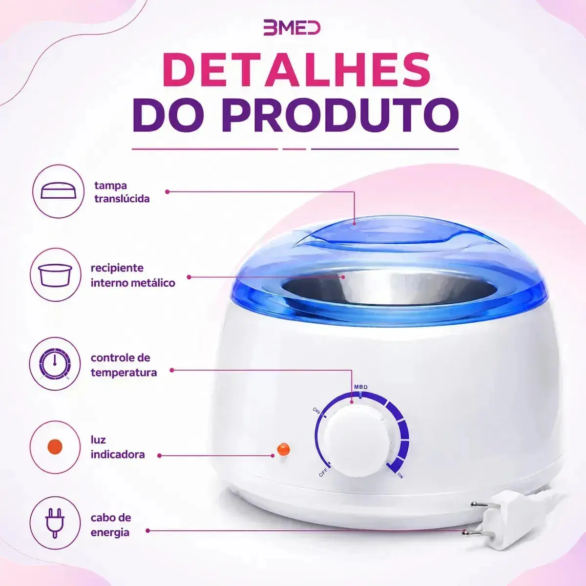 Panela Cera Quente Aquecedor Elétrica Depilação Termocera BMED thumbnail 3