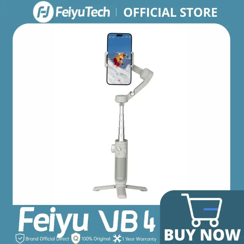 FeiyuTech VB4 Estabilizador Gimbal para Celular com Rastreamento Facial, Bastão de Selfie Integrado, para Vlogs, Compatível com iPhone 17 Pro Max, Samsung Galaxy e Motorola Edge - 1