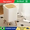 [DoBrasil] Lixeira com Tampa de Pressão e Pés de Madeira - 1