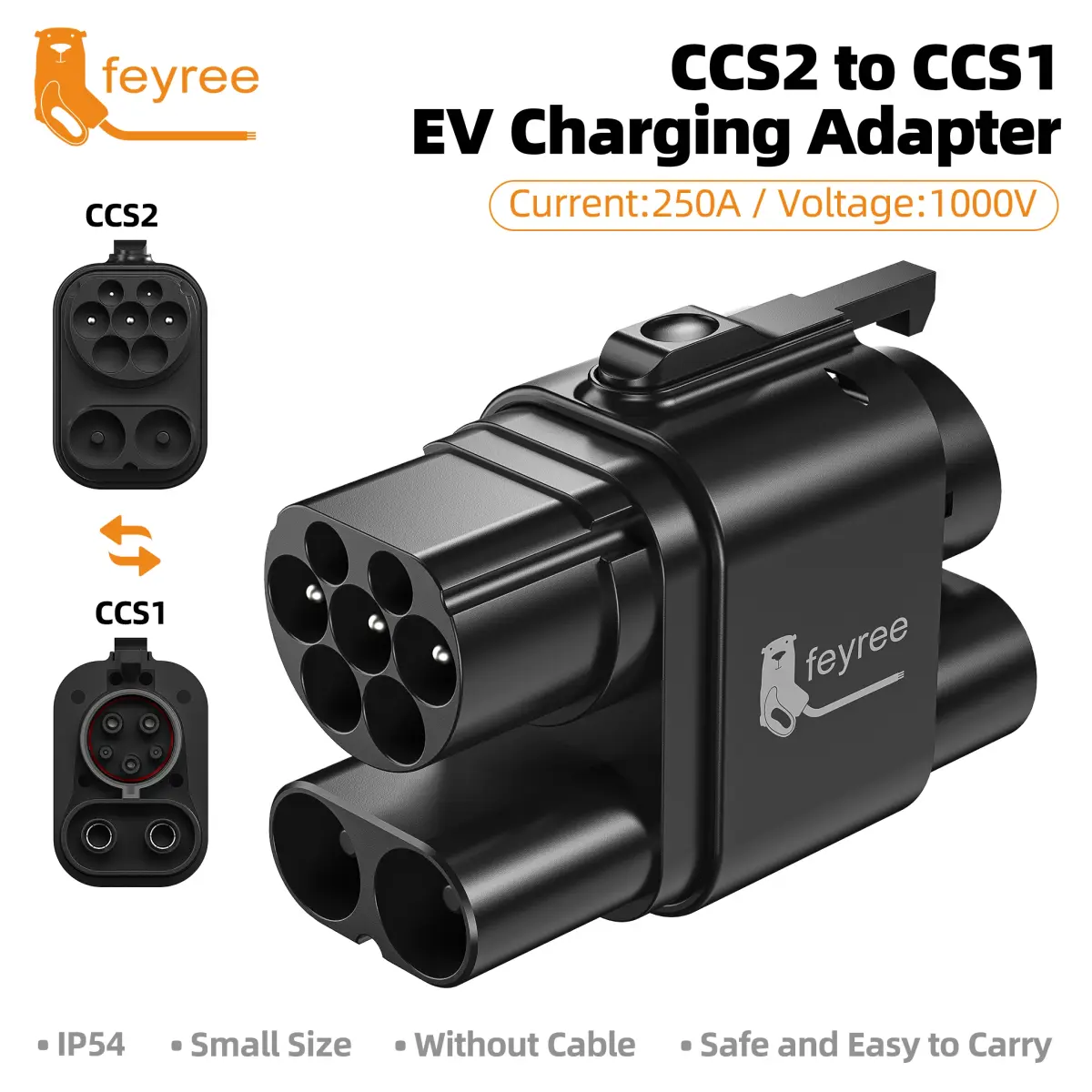 Feyree ccs2 para ccs1 adaptador dc rápido ev adaptador de carregamento de ccs2 para ccs1 ev carregador ccs2 para ccs1 para carregador de veículo elétrico