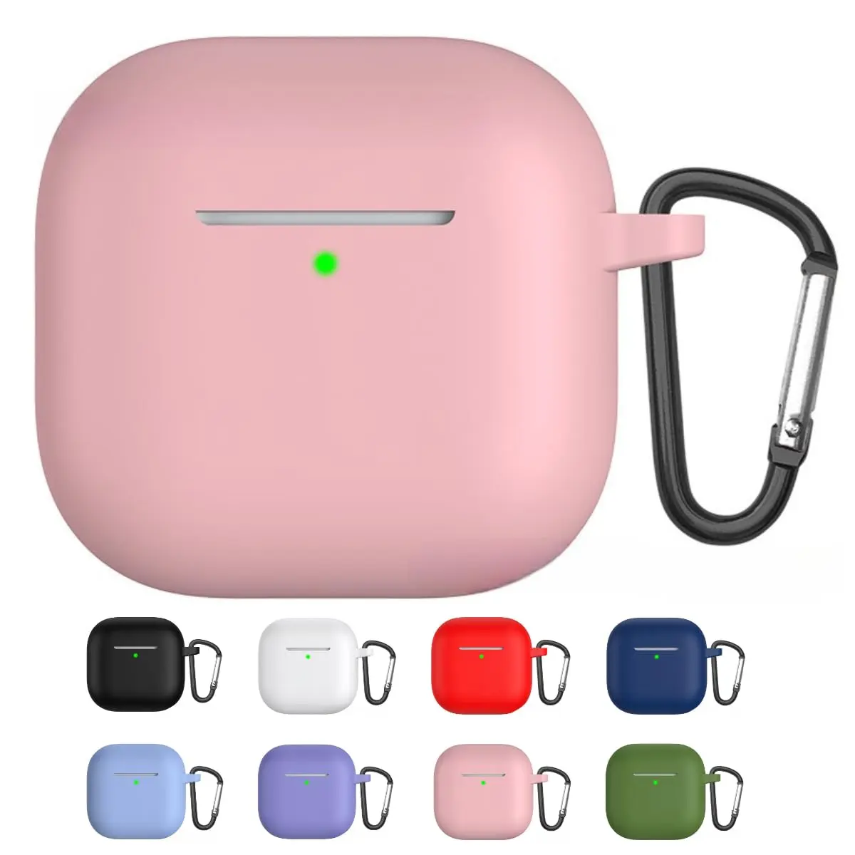 Capa Protetora de Silicone para AirPods 4ª Geração com Mosquetão – Antipoeira, Antiqueda (Rosa) - 1