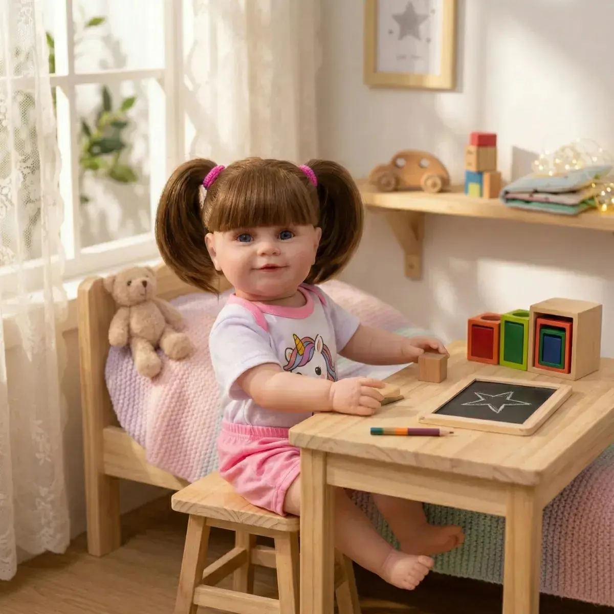 Bebê Boneca Reborn Menina Maddie Unicórnio Corpinho Silicone thumbnail 2