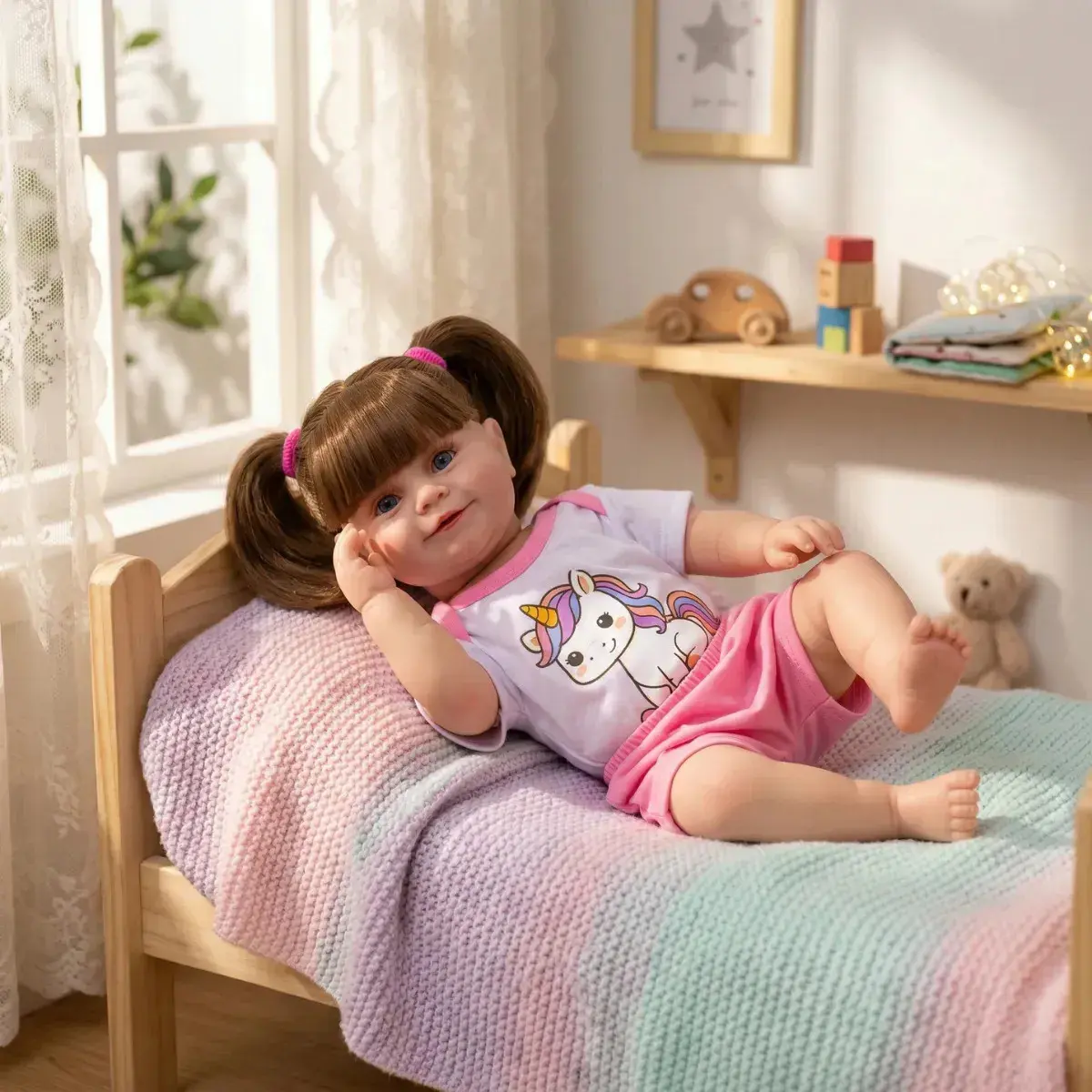 Bebê Boneca Reborn Menina Maddie Unicórnio Corpinho Silicone thumbnail 3