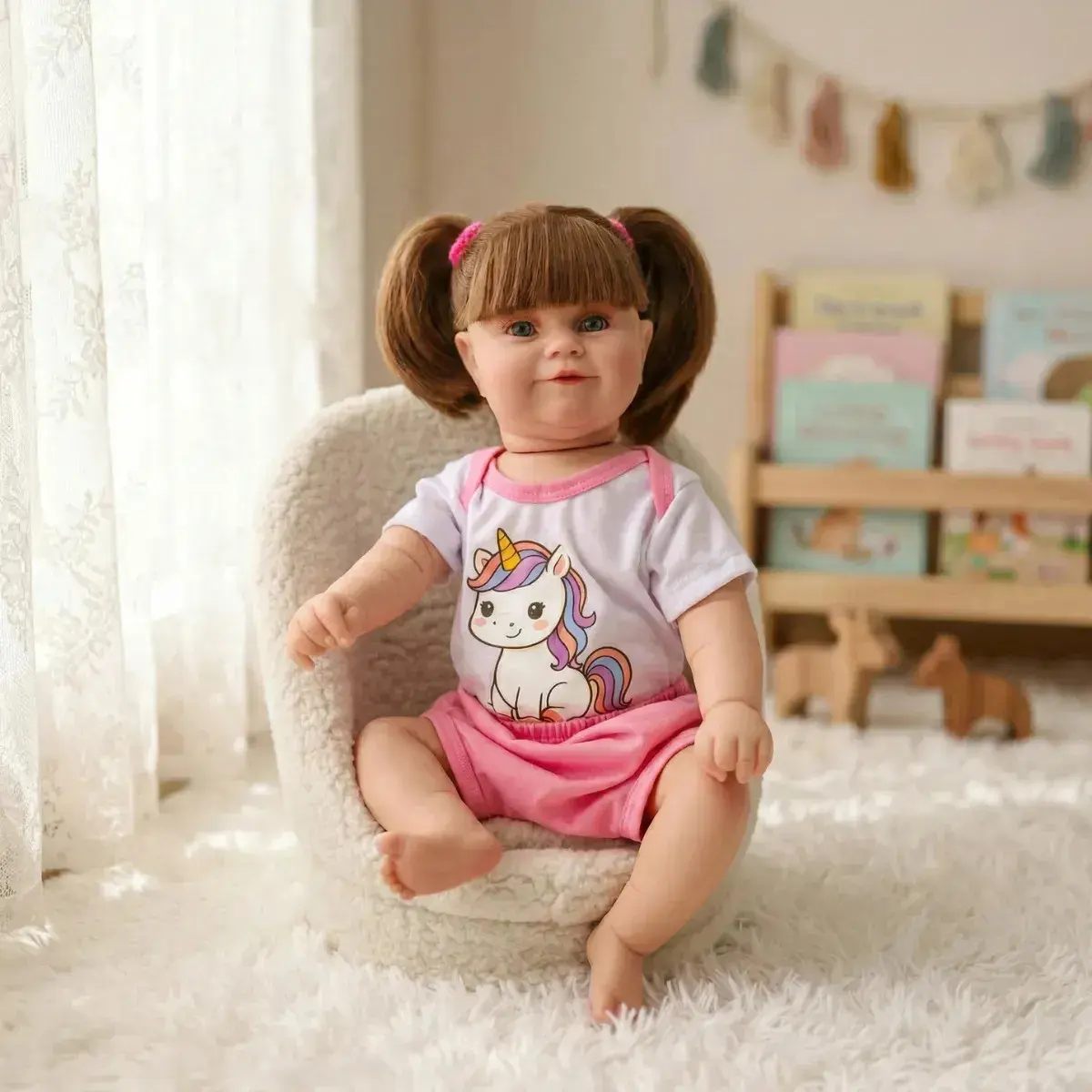 Bebê Boneca Reborn Menina Maddie Unicórnio Corpinho Silicone thumbnail 4