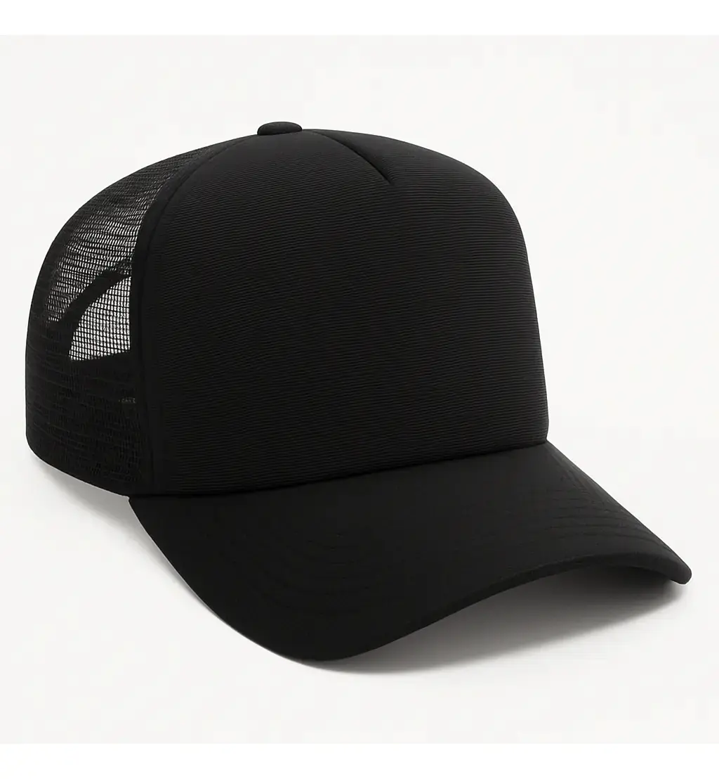 Boné Trucker Masculino Liso com Aba Curva Preto