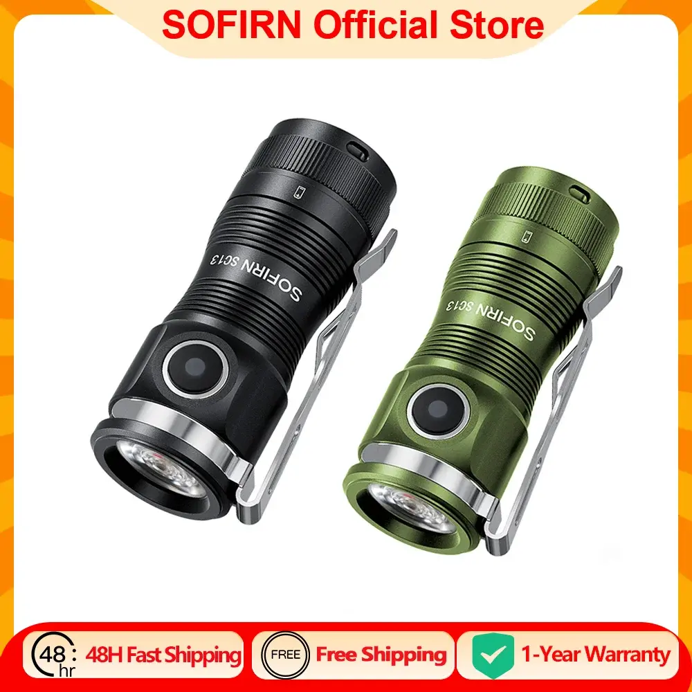 Sofirn Mini SC13 SST40 LED 1300lm Lanterna tática 18350 recarregável 6000K chaveiro luz com magnético