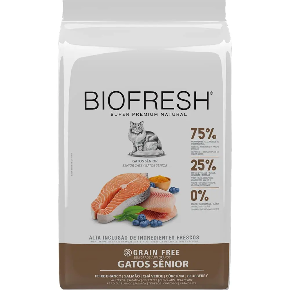 HERCOSUL Ração Biofresh Gatos Sênior Peixe Branco 7 5Kg - 1